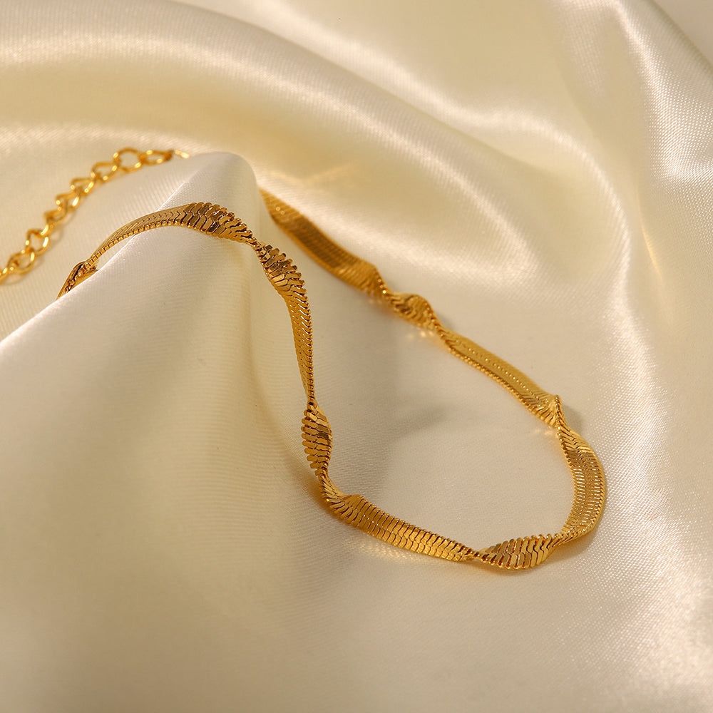 18K Gold Plated Stainless Steel Snake Chain Bracelet for Women - Waterproof, Hypoallergenic, Durable Jewelry Gift for Anniversary, Birthday | Everyday Wear, Date Night, Special Occasions