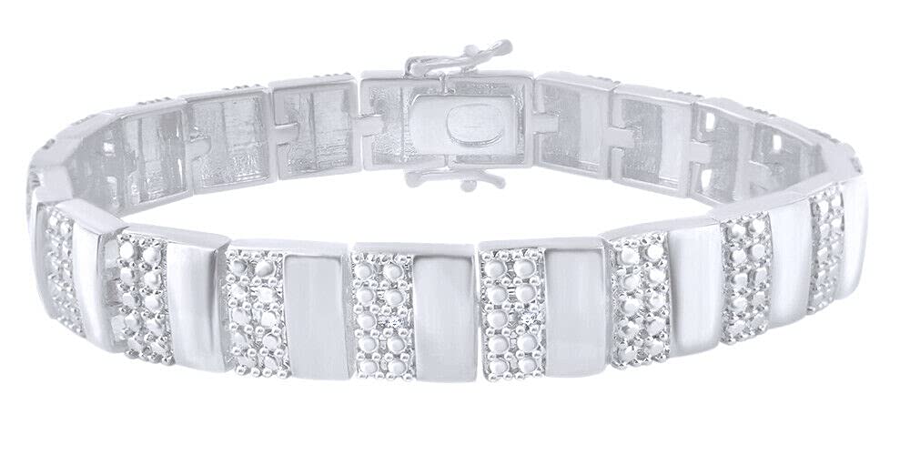 0.2 Carat Round Cut White Diamond 14k Gold Plated Men's Bracelet - Elegant Gift for Him, Anniversary Present, Wedding Jewelry, Formal Occasion Accessory