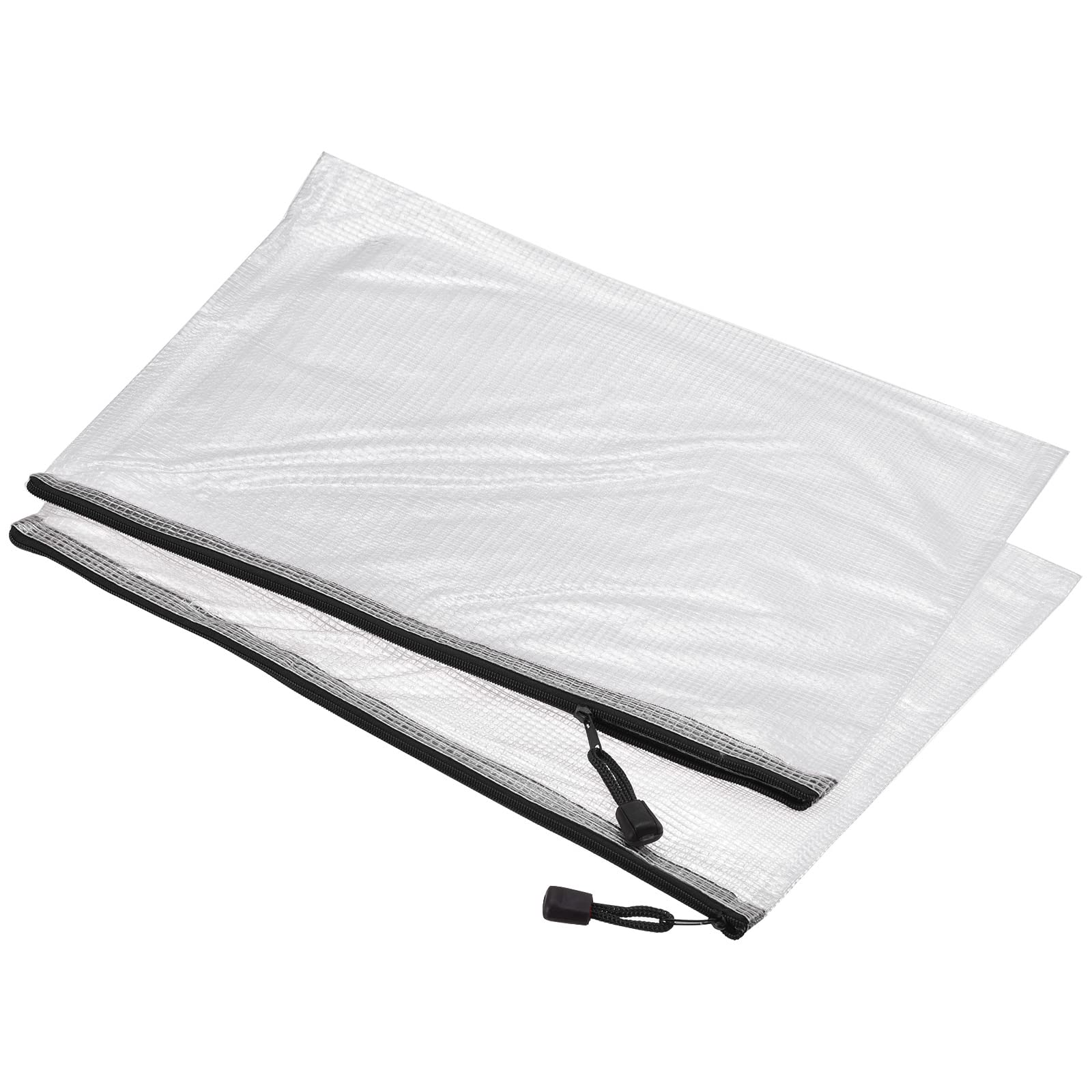 **MECCANIXITY Mesh Zipper Bags - 12 Pack A4 Size Plastic Document Folders with Secure Zip Closure for Home, Office & Travel Storage - Black**    *(Perfect for Organizing Papers, Receipts, Files & School Supplies - Durable & Lightweight for Daily Use)*
