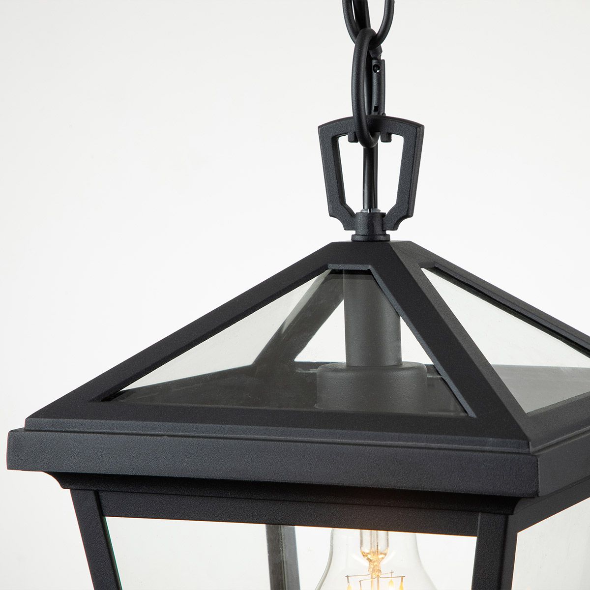 Alford Place 1/3Lt Small Chain Lantern - Museum Black IP44 E27 Outdoor Wall Light for Patio, Garden & Porch Lighting