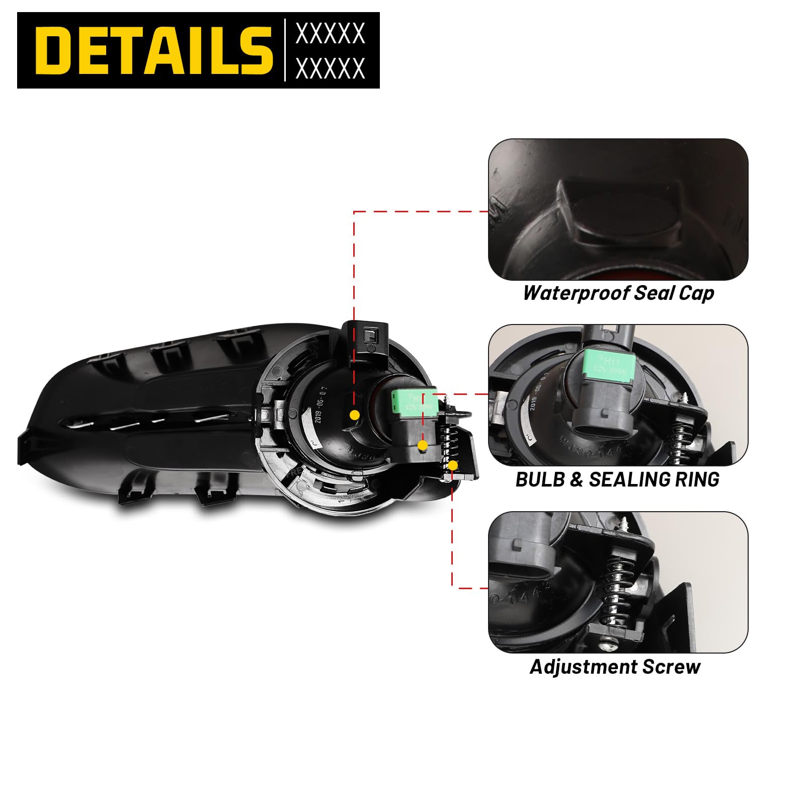 H11 12V 55W Fog Lights Kit for Dodge Dart 2013-2016 - Clear Glass Lens Fog Lamps with Wiring Harness & Switch Included (1 Pair) - Perfect for Night Driving & Bad Weather Visibility