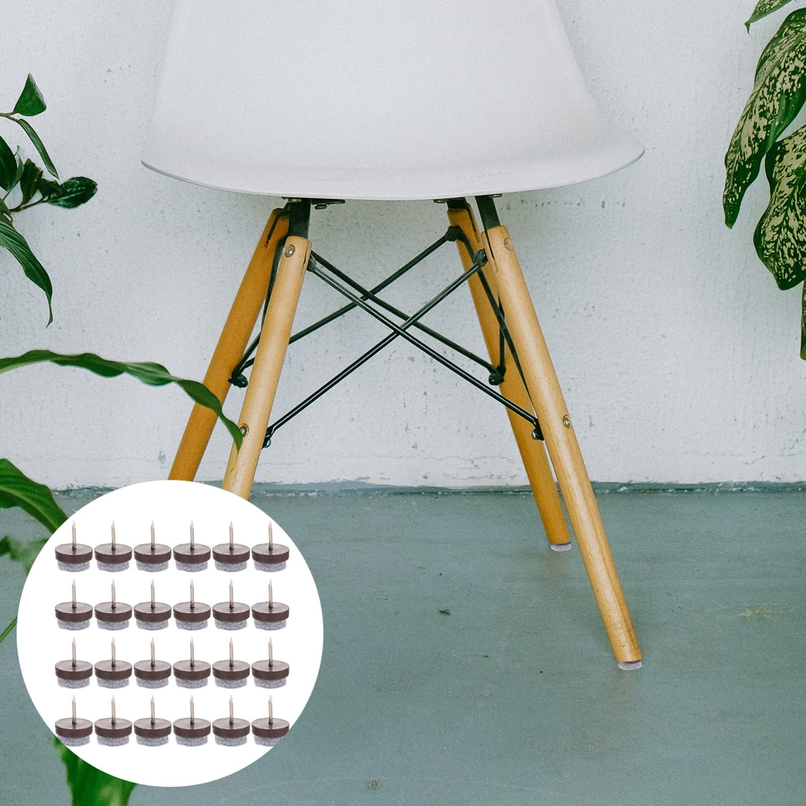 VILLCASE 60-Piece Anti-Slip Furniture Pads - Round Felt Nail Protectors for Noise Reduction & Floor Protection | Easy to Install Felt Pads for Chairs, Tables & Furniture | Home & Office Use