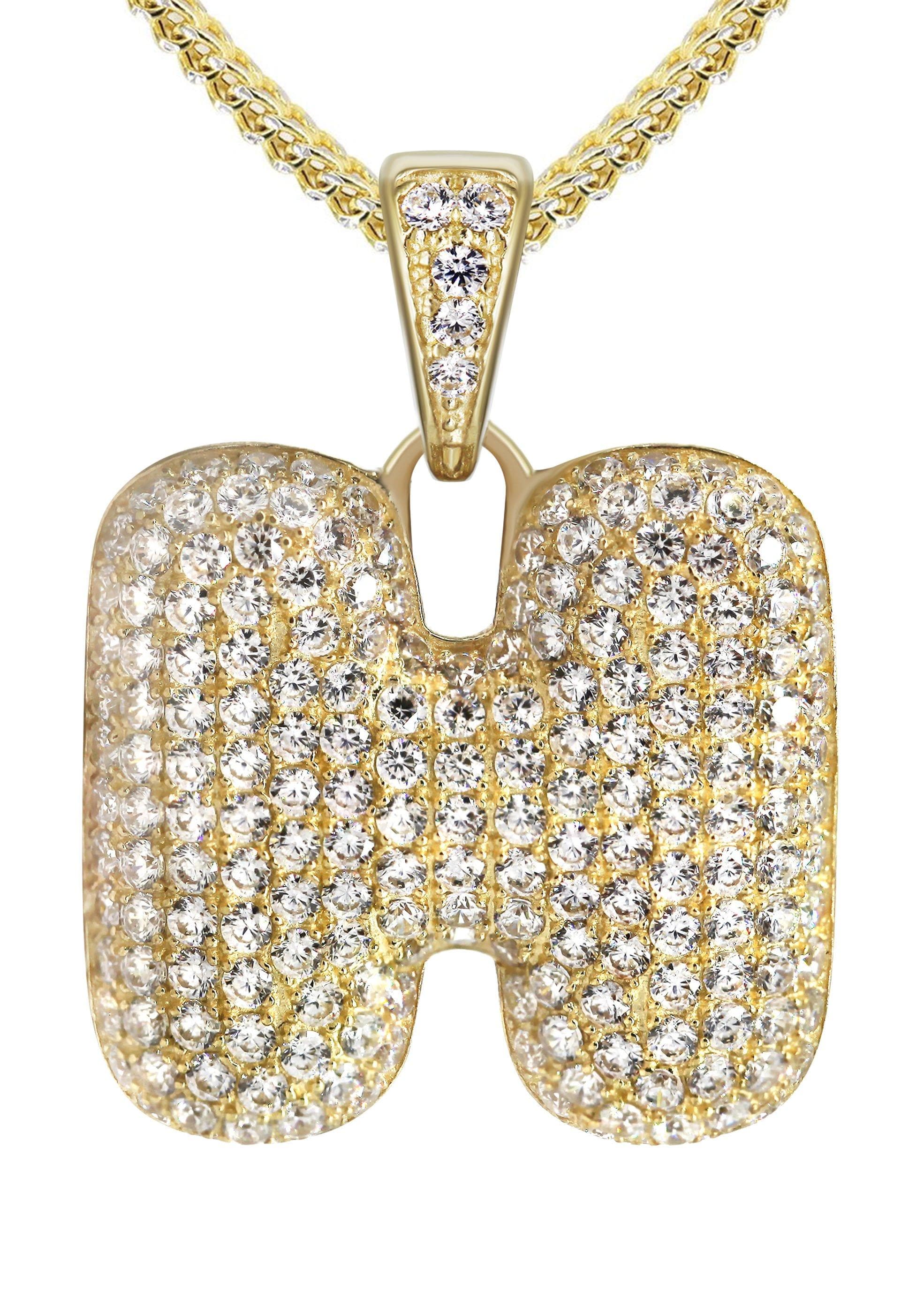 10K Yellow Gold Bubble Letter H CZ Necklace - 14.5 Grams | Elegant Initial Pendant for Women, Perfect Gift for Birthday, Anniversary & Valentine's Day | Jewelry for Everyday Wear & Special Occasions