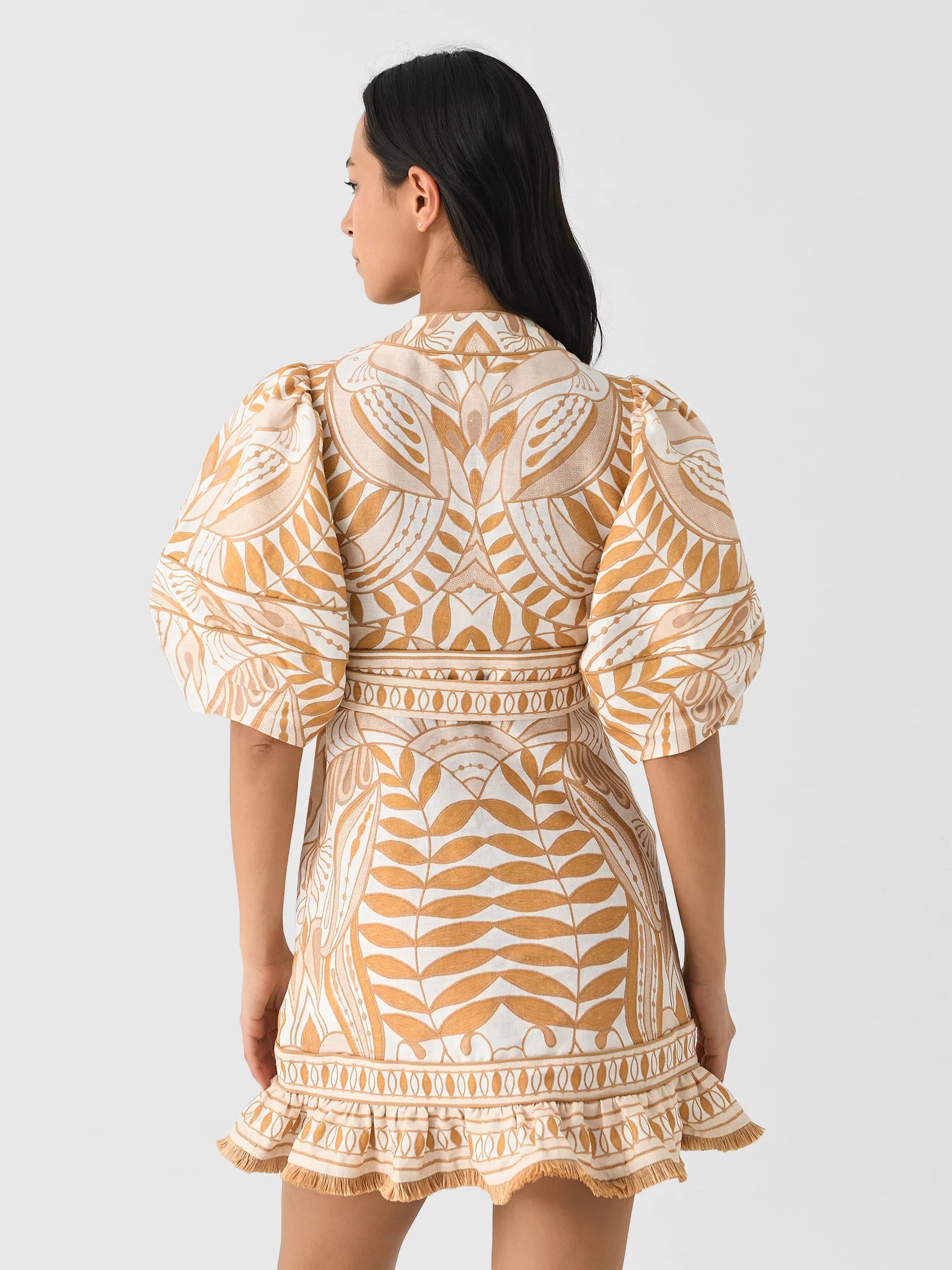 Farm Rio Lace Natural Mini Dress - Floral Boho Summer Dress for Women | Perfect for Beach Vacations, Weddings & Date Nights