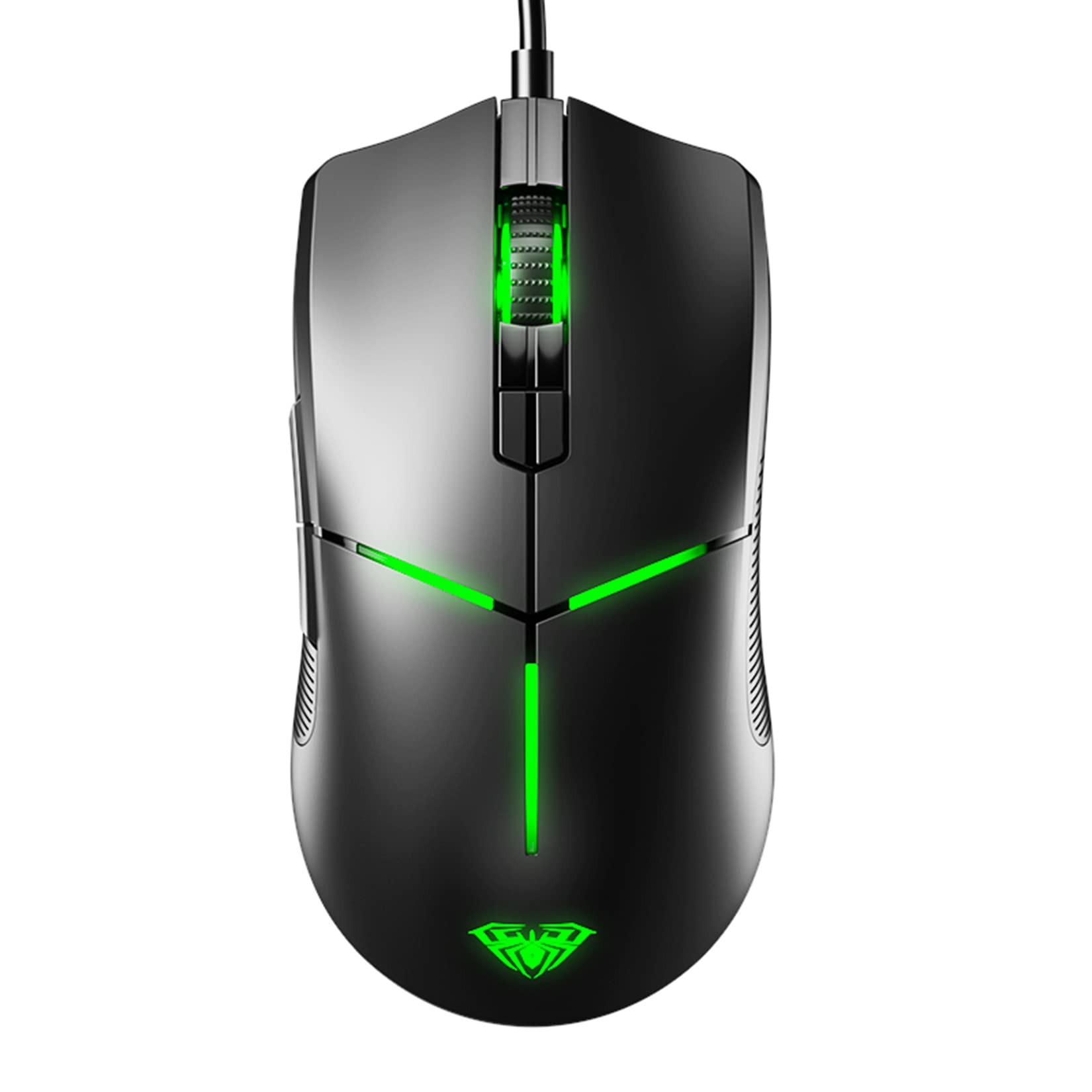 RGB Backlit Wired Gaming Mouse - Ergonomic Lightweight USB Mouse with 7 Customizable Lighting Modes & 6400 DPI for PC, Laptop (Windows) - Perfect for FPS, MOBA & Esports Gaming (F820-Black)