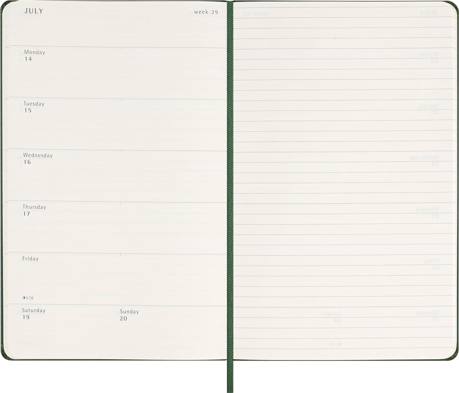 Moleskine 2025 Weekly Planner with Hard Cover & Elastic Closure - Myrtle Green Large Format (13x21cm) - Perfect for Work, School & Personal Organization