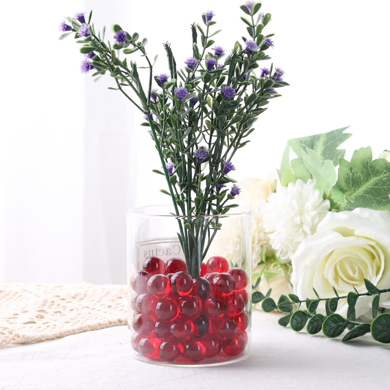 DomeStar 1LB Bulk Glass Marbles - 0.63 Inch Vase Fillers, Decorative Red Glass Beads for Home Decor, Centerpieces, Floral Arrangements & DIY Crafts