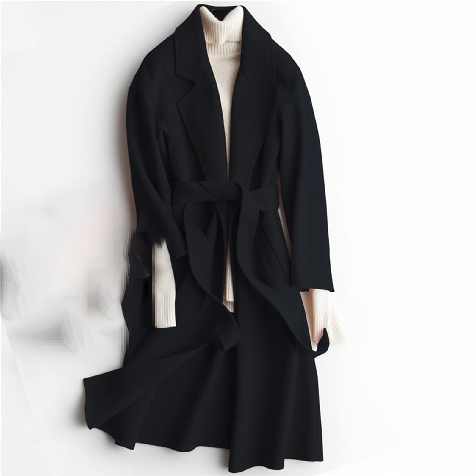 Women's Wool Long Coat for Autumn & Winter - Thick Warm Long Sleeve Overcoat Jacket | Perfect for Office, Travel & Cold Weather Fashion