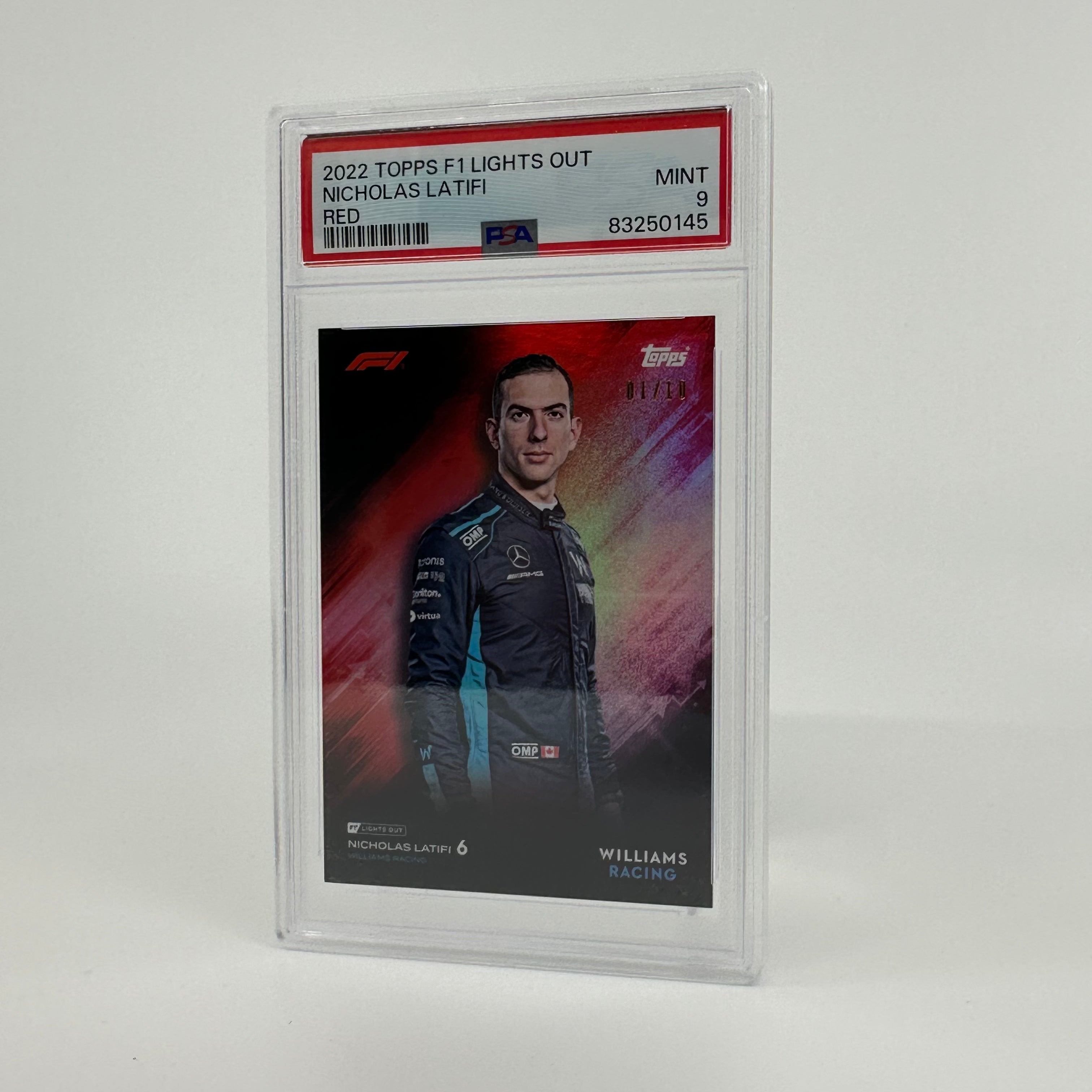 PSA 9 Graded 2021 Nicholas Latifi Red Formula 1 Racing Card - Perfect for F1 Collectors, Sports Memorabilia Enthusiasts, and Investment Collectibles