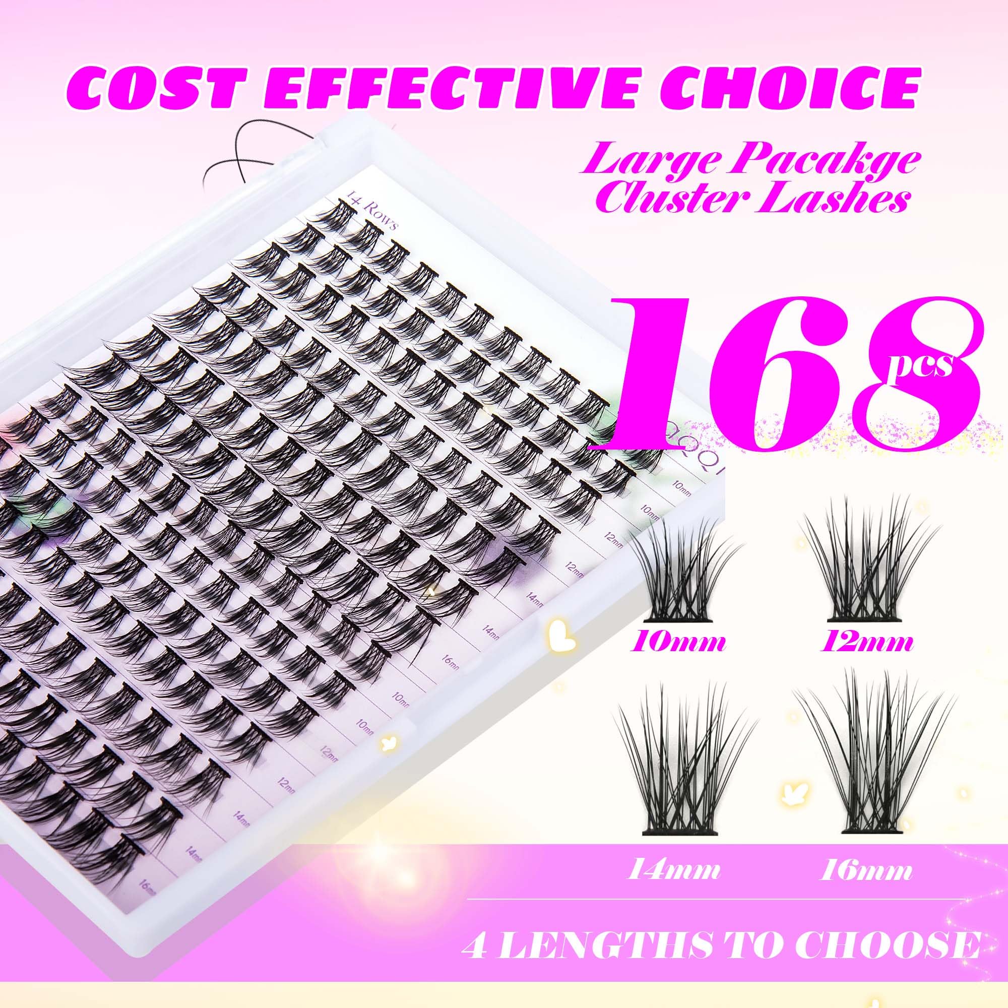 GAQQI Lash Clusters - 112PCS GQ02 False Eyelashes C Curl, 10-16MM Mixed Length Individual Lashes for Natural & Wispy DIY Eyelash Extensions | Perfect for Daily Wear, Parties & Special Occasions