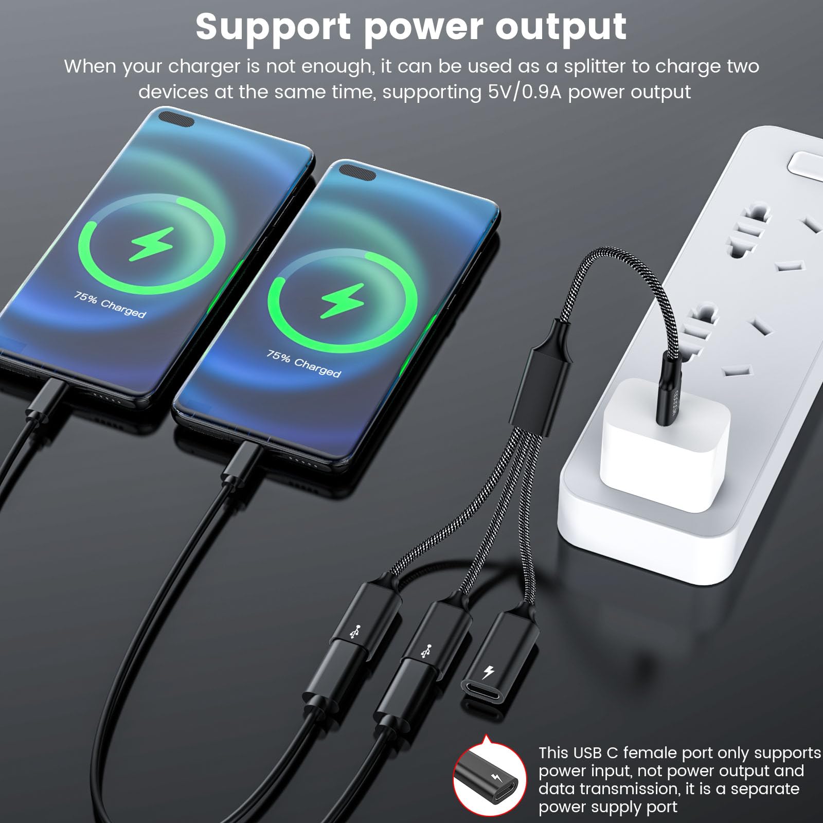 USB C to USB C Female Adapter Splitter Y Cable - USB C Male to 3 USB-C Female Converter Hub - 3-Port USB-C Charger Power Splitter for MacBook, Xbox Series X/S, PS5, Laptop - Perfect for Gaming, Charging Multiple Devices & Data Transfer (Not for Monitor)
