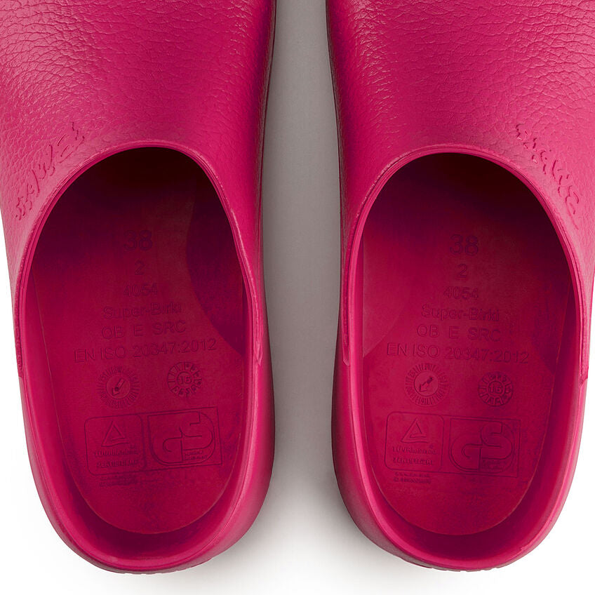 Birkenstock Super Birki Non-Slip Polyurethane Clogs for Women & Men | Comfortable Kitchen & Garden Shoes in Raspberry Sorbet | Ideal for Chefs, Nurses & Healthcare Workers