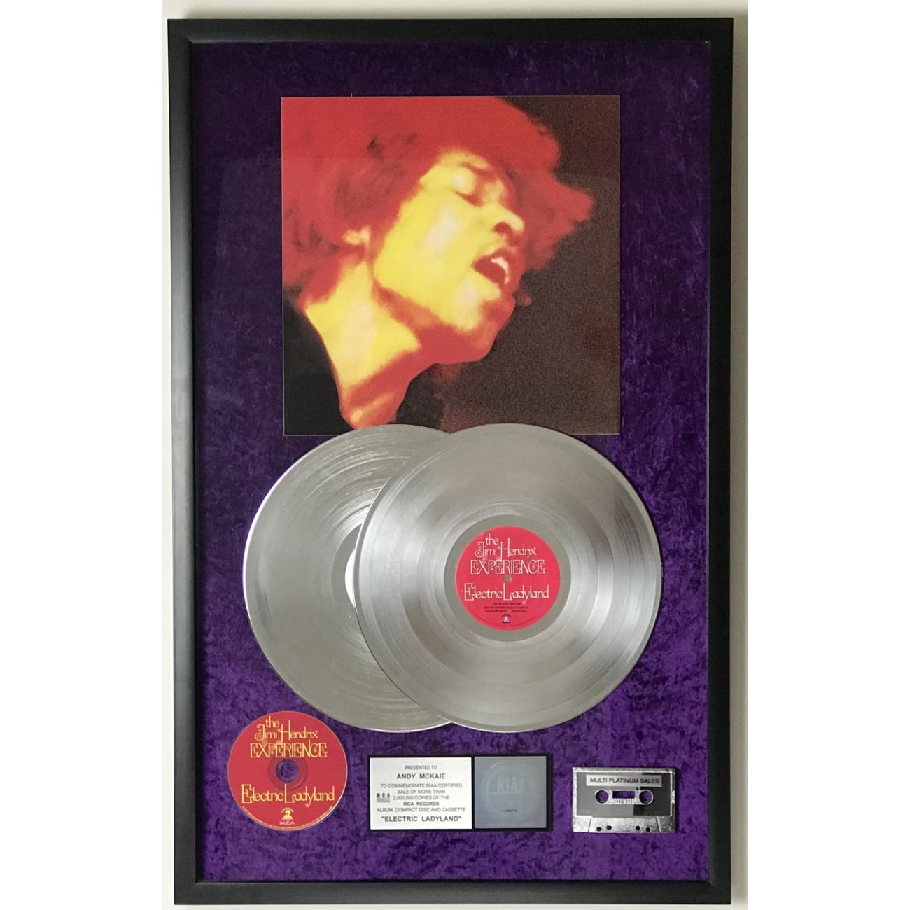 Jimi Hendrix Electric Ladyland RIAA Certified 2x Multi Platinum Award Vinyl Record - Perfect for Music Collectors & Classic Rock Fans