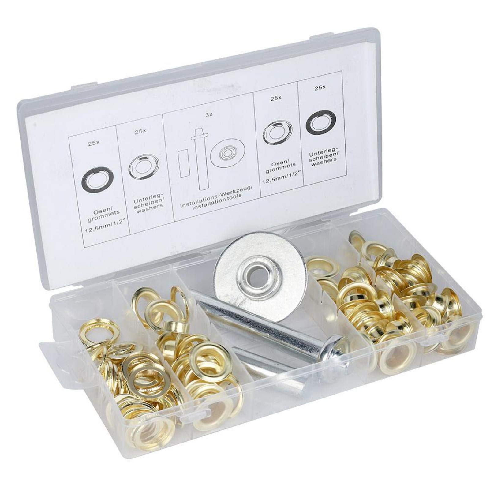 103Pcs Galvanized Tent Grommet Kit with Washers & Installation Tool - Heavy Duty Eyelet Set for Canvas Tents, Tarps, Awnings & Outdoor Gear (Perfect for Camping, DIY Projects & Marine Applications)