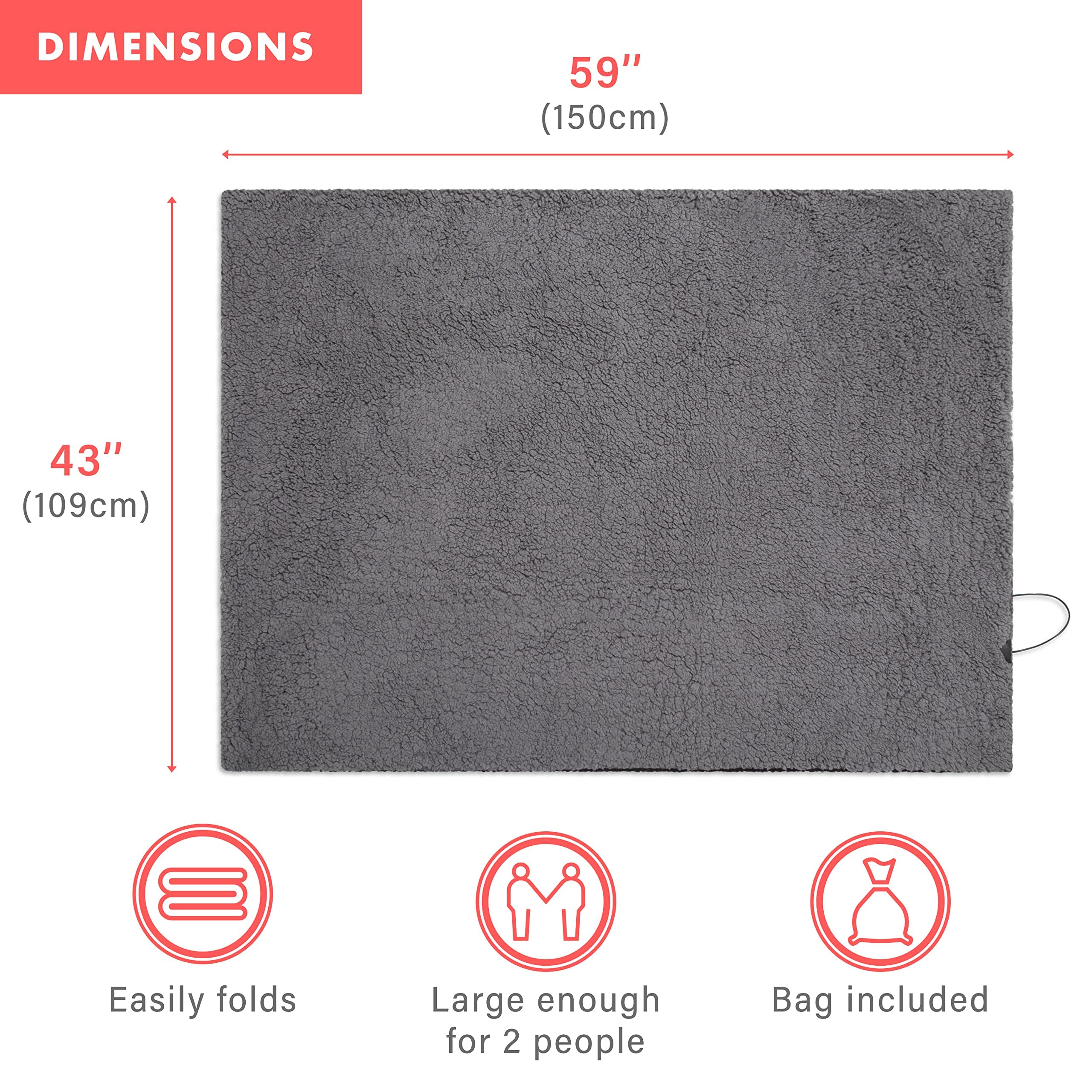VaygWay Winter Ultimate - 12V Heated Sherpa Fleece Blanket & Steering Wheel Cover for Cars - Perfect for Cold Weather Driving, Road Trips, and Outdoor Adventures