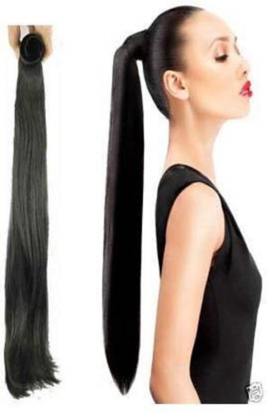 Stylish Black Straight Ponytail Hair Extension - Natural Look for Parties & Daily Wear | Abrish