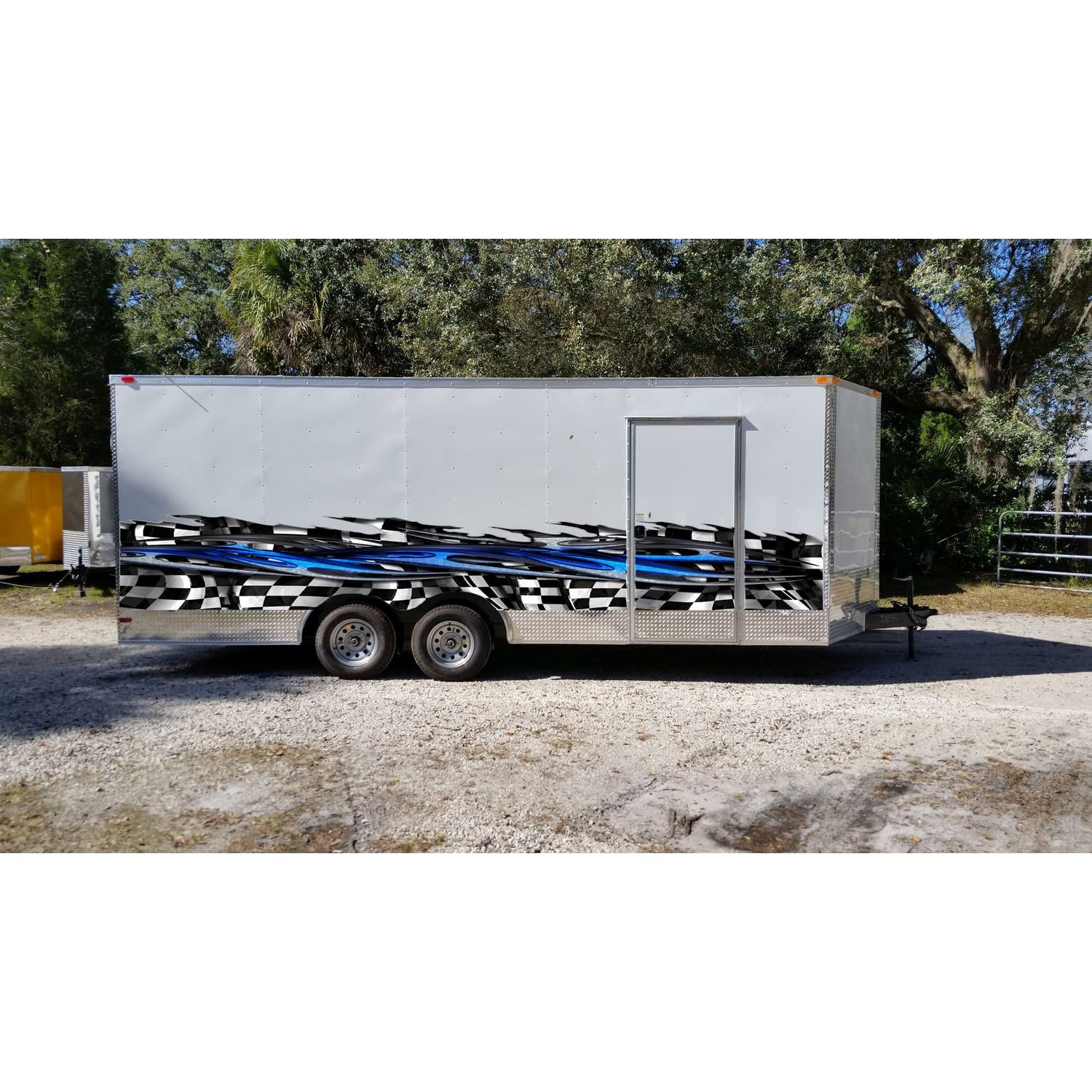 Blue Tribal Flag Truck Wrap Vinyl Decal - RV, Car, Boat, Trailer, Eighteen Wheeler Racing Stripes Sticker (22x130) - Perfect for Vehicle Customization, Racing Enthusiasts & Outdoor Adventures
