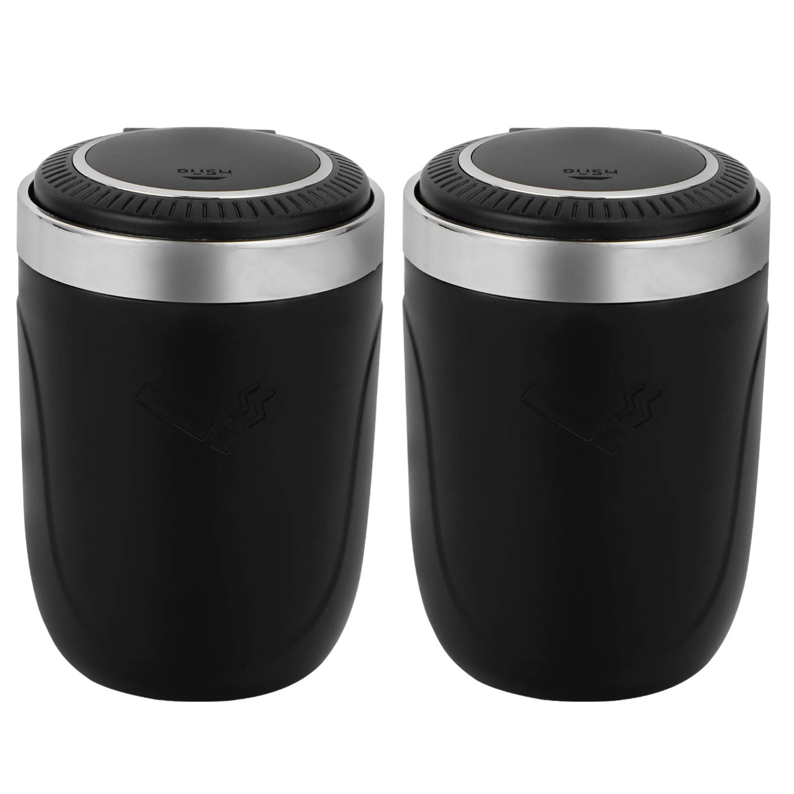 LED Car Ashtray with Light - 2 Pack Smokeless Auto Cigarette Ashtray for Car Cup Holder | Portable Vehicle Ash Tray for Home, Office & Travel Use