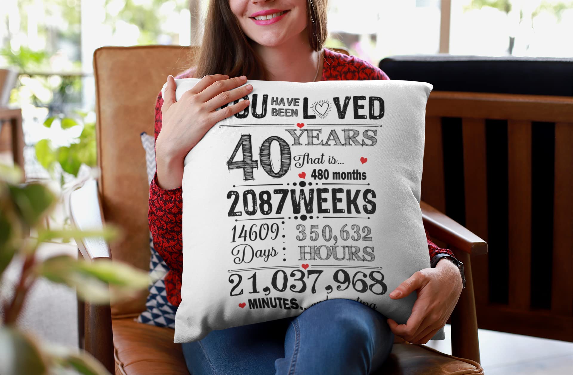 40th Birthday Gifts for Women - Funny 18x18 Inch Throw Pillow Covers - Perfect Gift for Wife, Sister, Daughter & Colleagues - Ideal for Home Decor, Office & Special Occasions