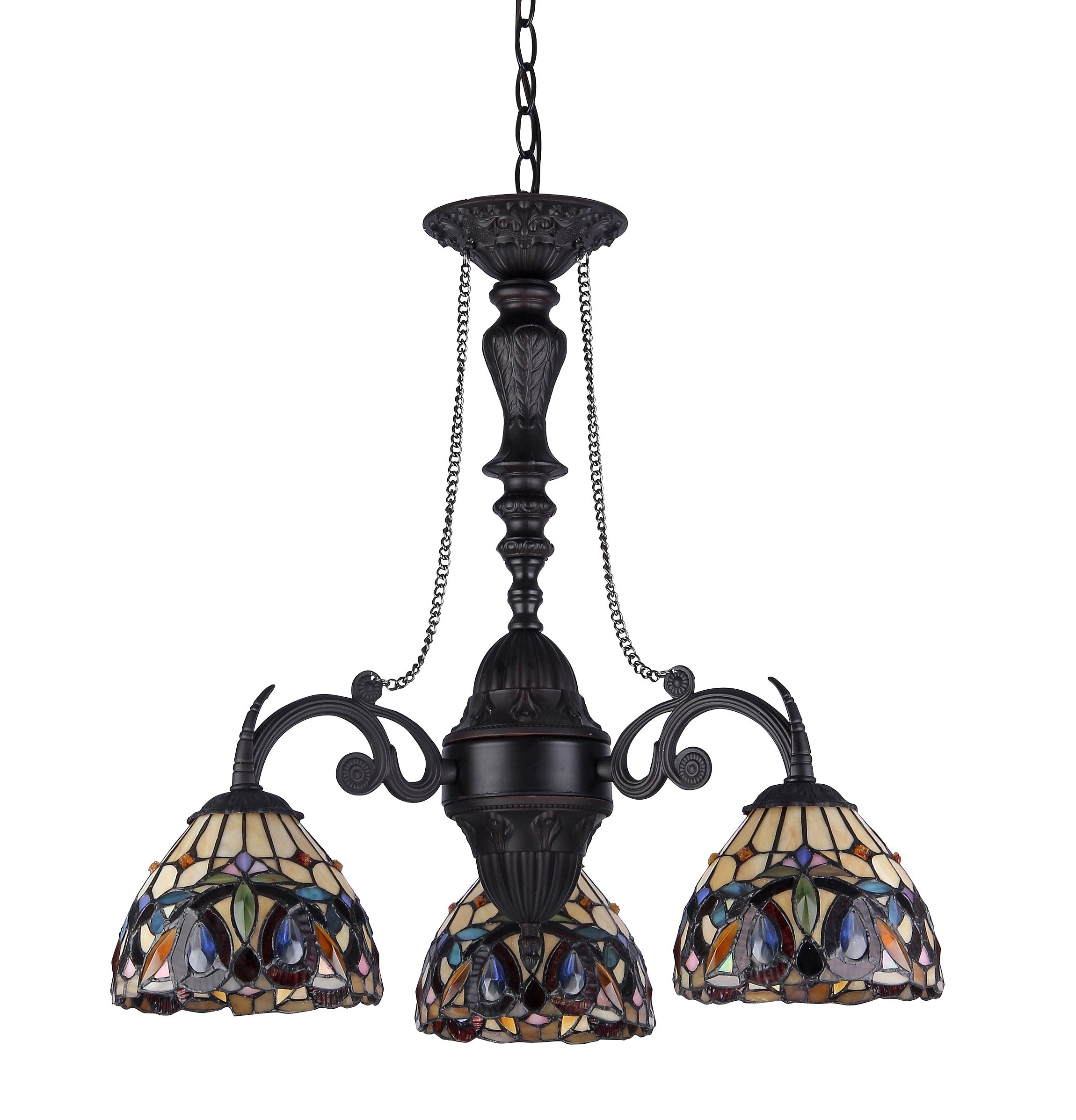 Tiffany-Style 3-Light Victorian Mini Chandelier - 20.5