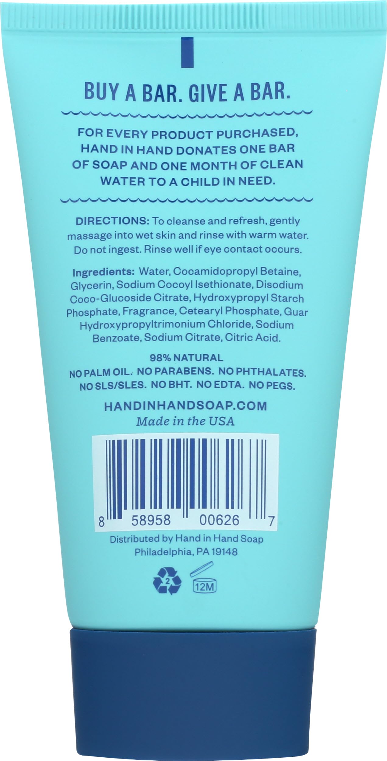HAND IN HAND Sweet Mint & Eucalyptus Sea Salt Mini Body Wash - 2 Fl Oz | Natural Moisturizing Shower Gel for Sensitive Skin | Perfect for Travel, Gym & Daily Refresh