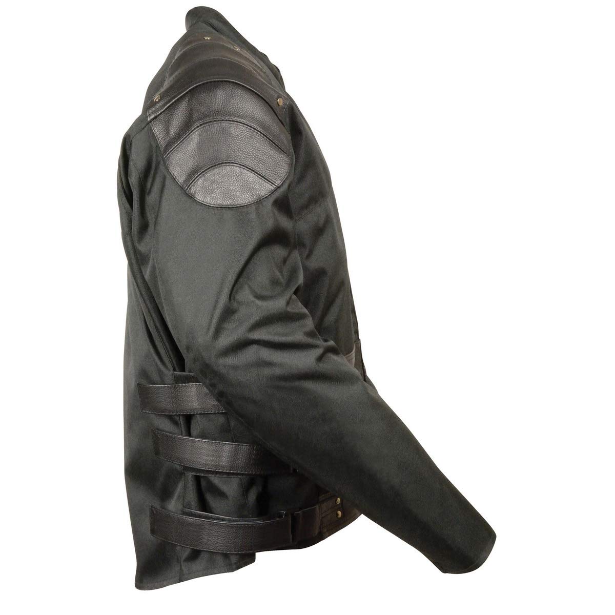 Milwaukee Leather MPM1755 Men's Assault Style Black Leather & Textile Motorcycle Jacket - Durable Riding Gear for Harley, Cruiser & Adventure Bikes