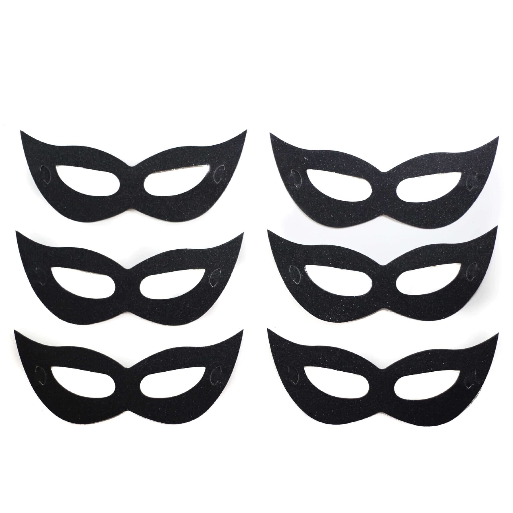 Glitter Eye Mask Paper for Party & Halloween - Black (Pack of 6) | Disposable Eye Cover for Spa, Travel & Sleep | Perfect for Costume Parties, Sleep Masks & Self Care