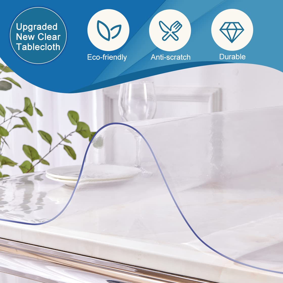 1.5mm Thick Clear Round PVC Table Protector Cover - 50