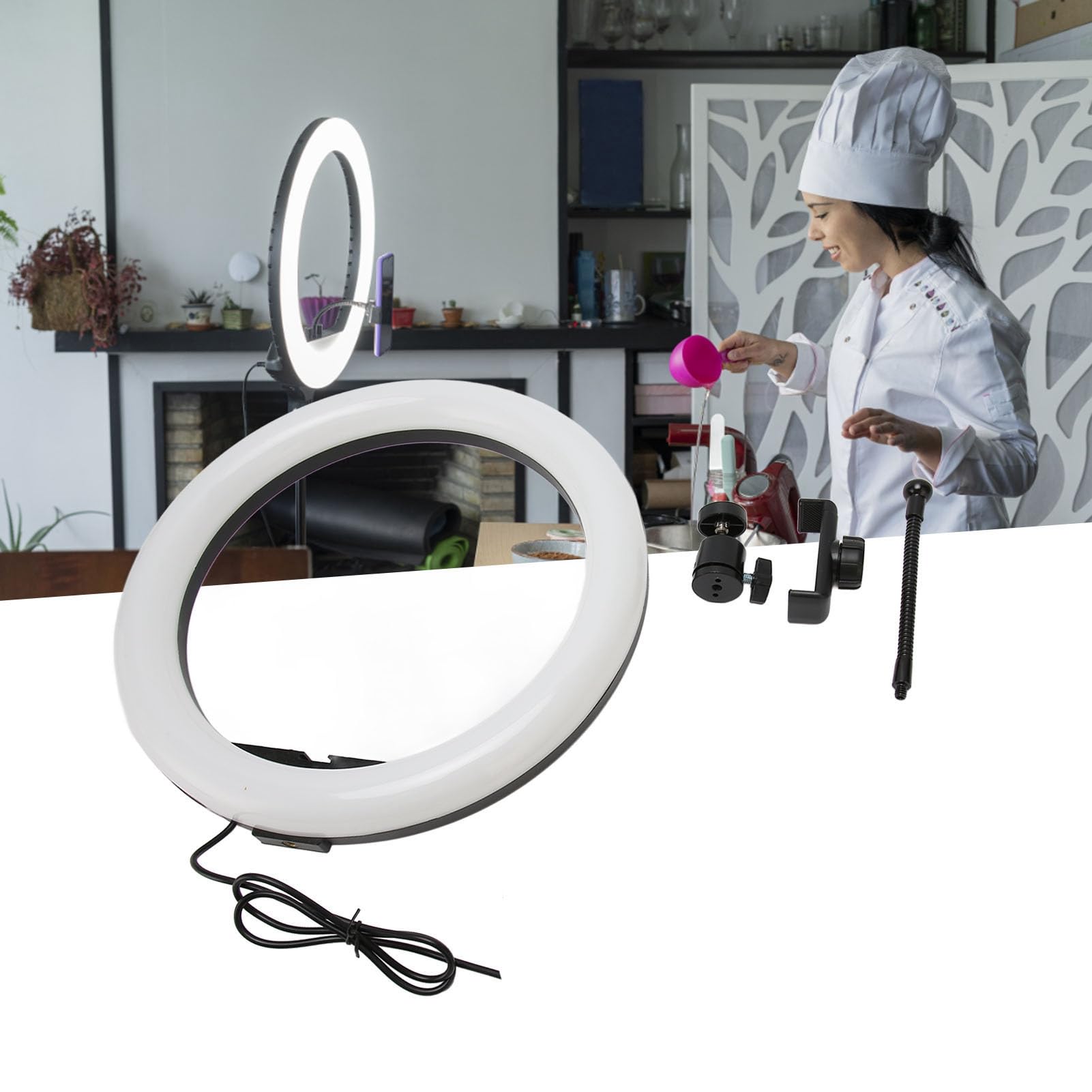 ANKROYU 13 Inch Selfie Ring Light with Tripod & Phone Holder - Adjustable LED Ring Light for Camera, Makeup, YouTube Videos & Live Streaming - USB Powered Lighting for Photography, TikTok & Video Calls