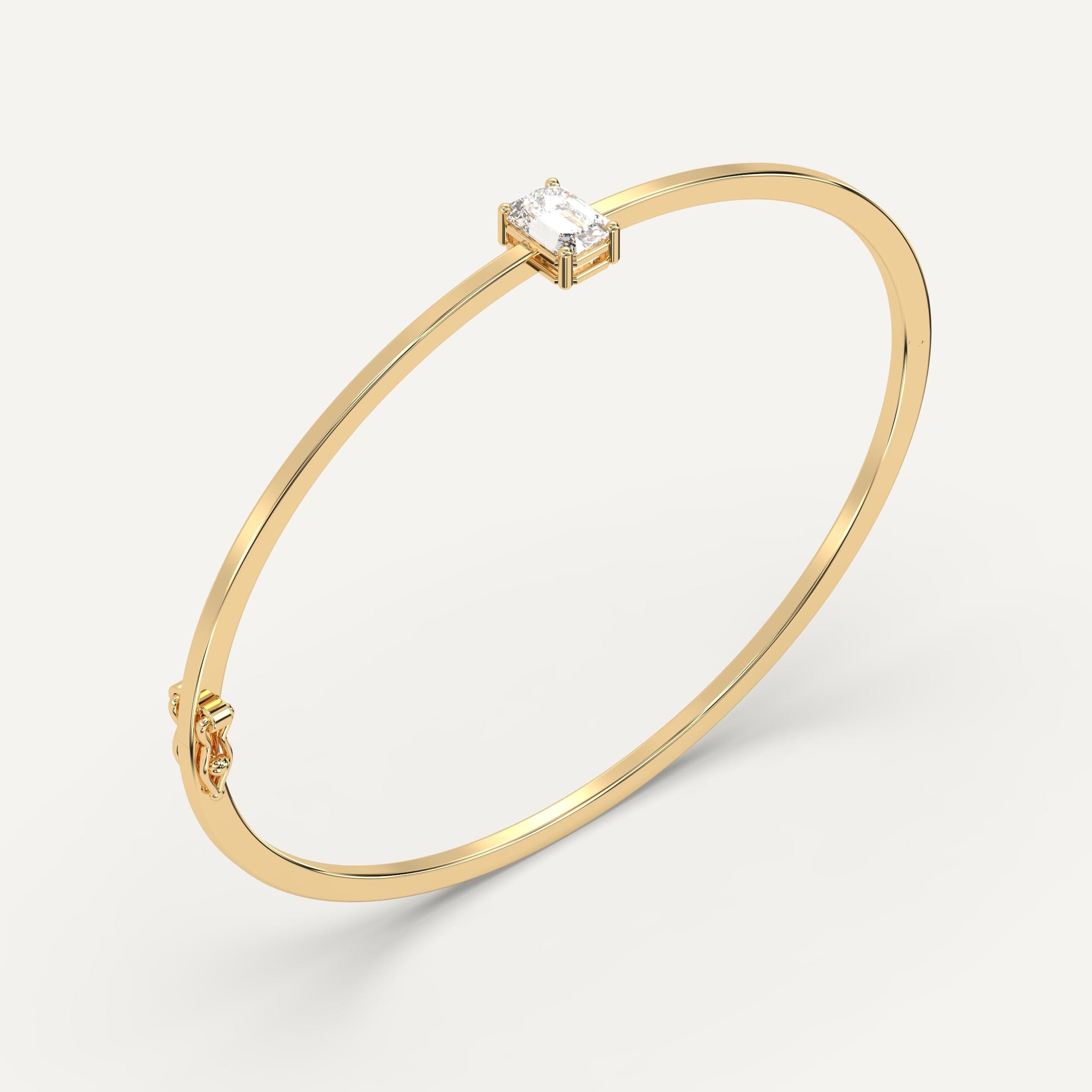 1 Carat Emerald Diamond Solitaire Bangle Bracelet for Women - Elegant 14K Gold Tennis Bracelet for Wedding, Anniversary & Special Occasions