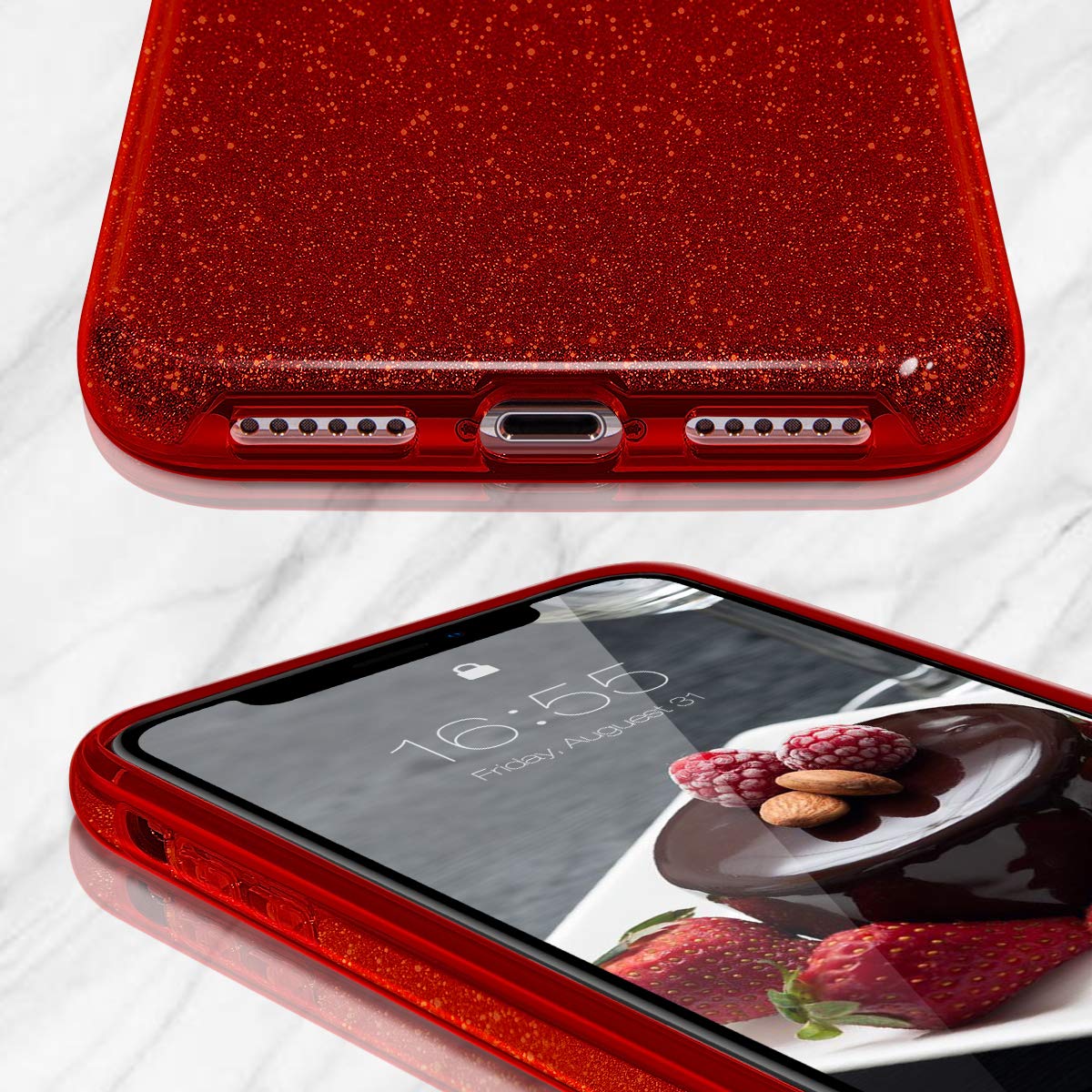 MATEPROX iPhone 11 Pro Max Case 6.5 inch - Sparkle Bling Protective Cover for Women & Girls, Christmas Gift, Red | Perfect for Daily Use, Parties & Holiday Gifting