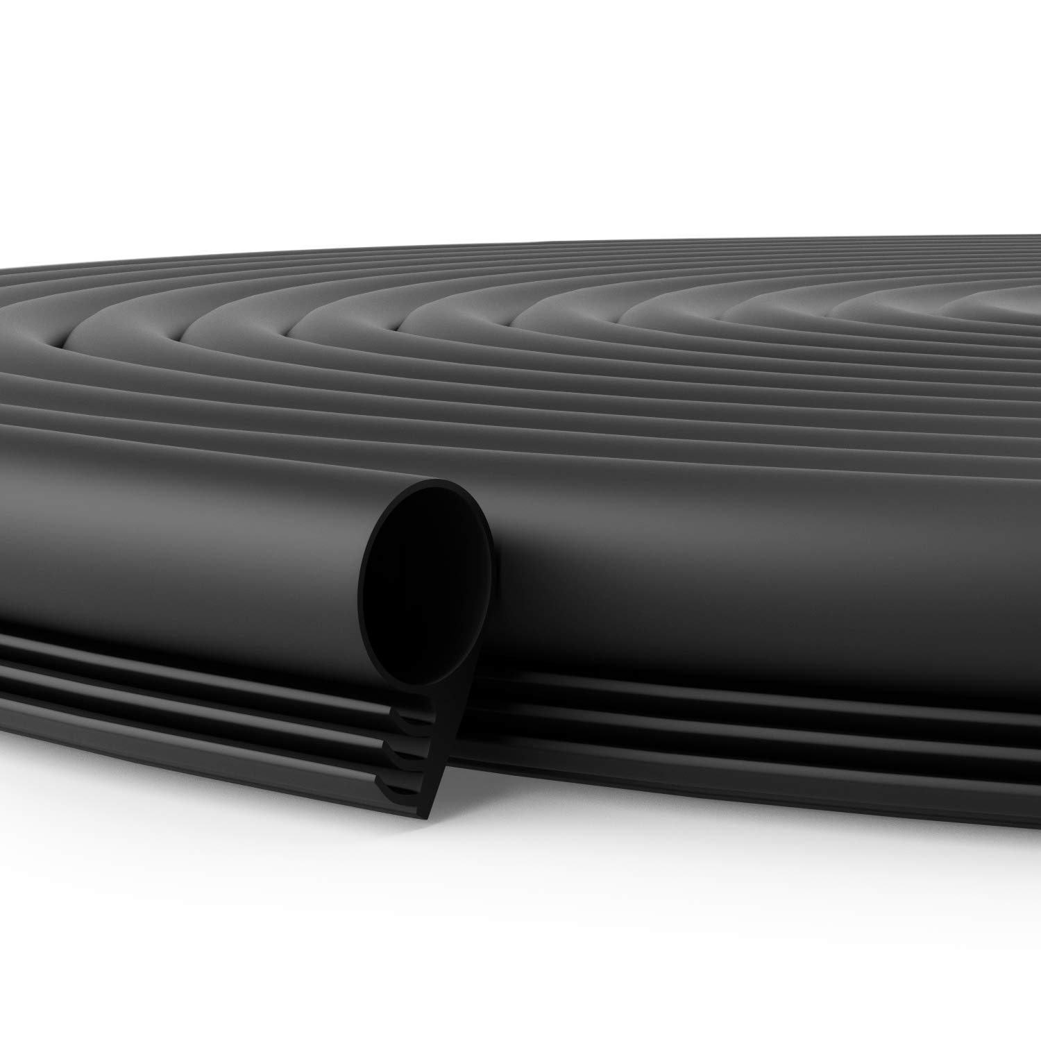 TMH Premium Pure Silicone Kerf Weather Stripping Door Seal - 20ft Black Bulb/Ring Shape for Window & Door Frame Sealing | Energy Efficient Home Insulation & Noise Reduction