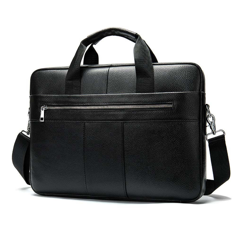 Men's Vintage Leather Crossbody Briefcase - Designer Business Laptop Bag for Work & Travel - Black Top Handle Clutch Purse & Urban Tote | Perfect for Office Commute, Business Trips & Daily Essentials