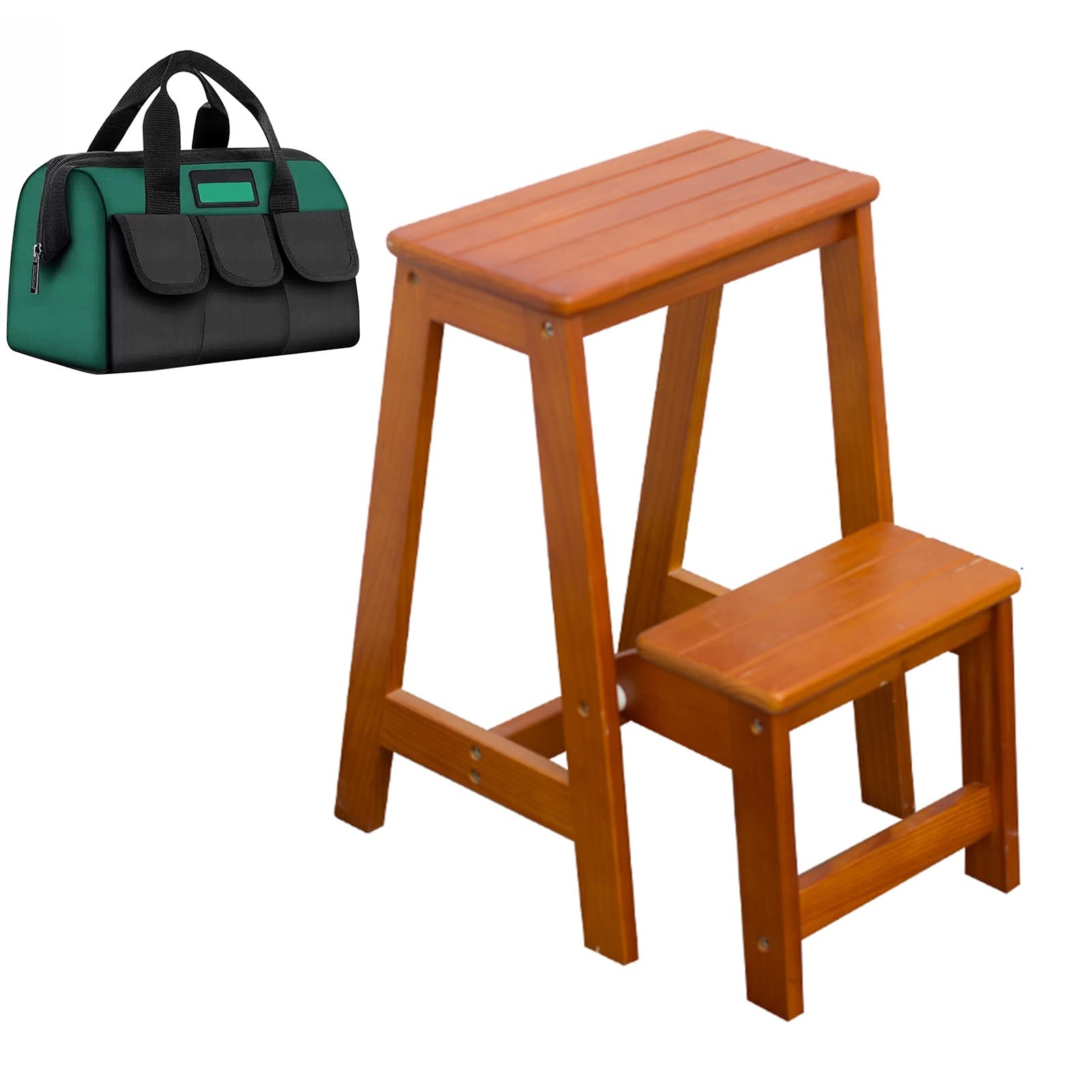 2-Step Heavy Duty Dual-Use Creative Ladder - Step Stool & Climbing Stool, Non-Slip Safety Design (Brown) - Perfect for Home, Office, Garage & DIY Projects