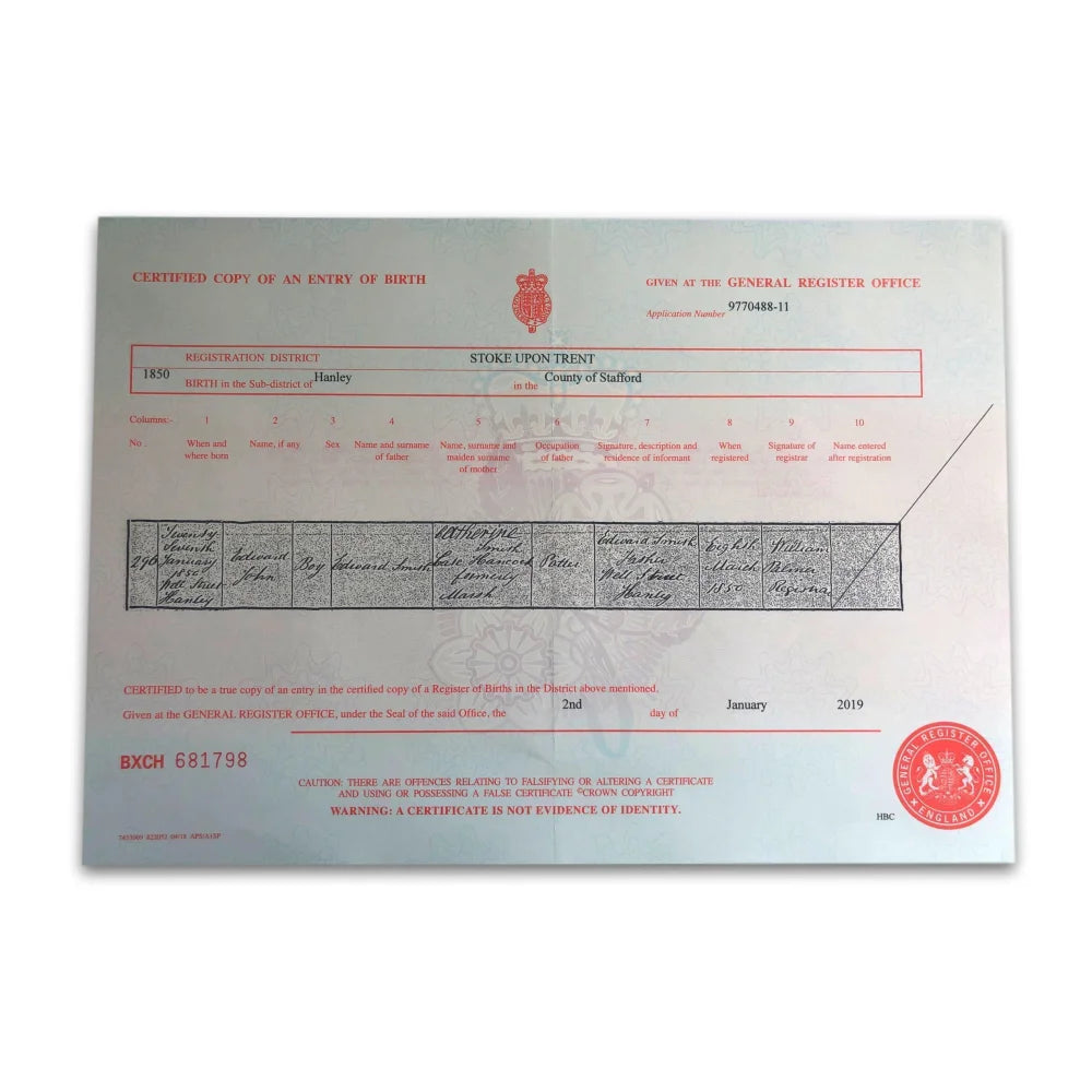 Authentic Replica of Captain Edward Smith's Titanic UK Birth Certificate - Certified Copy with Movie Photo | Perfect for Titanic Fans, Collectors & Historical Displays