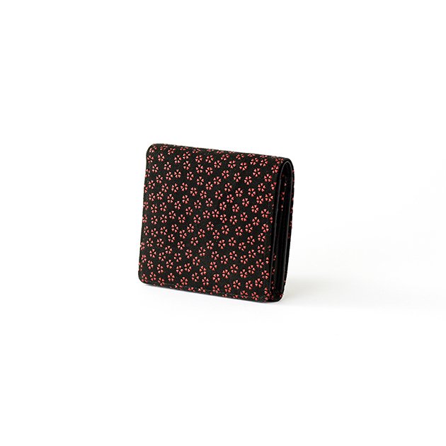 Premium Japanese Deerskin Leather Trifold Wallet with Urushi Lacquer - Cherry Blossom & Gray Black - Handmade in Japan - Perfect for Everyday Use & Luxury Gifts