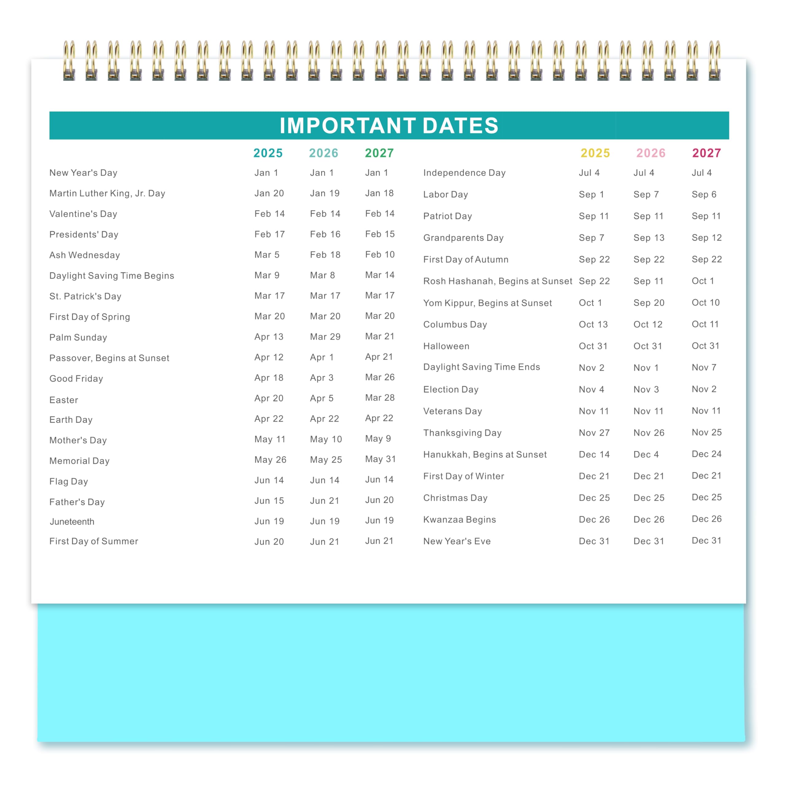 2025-2026 Desk Calendar | July 2025 - December 2026 | 9.8