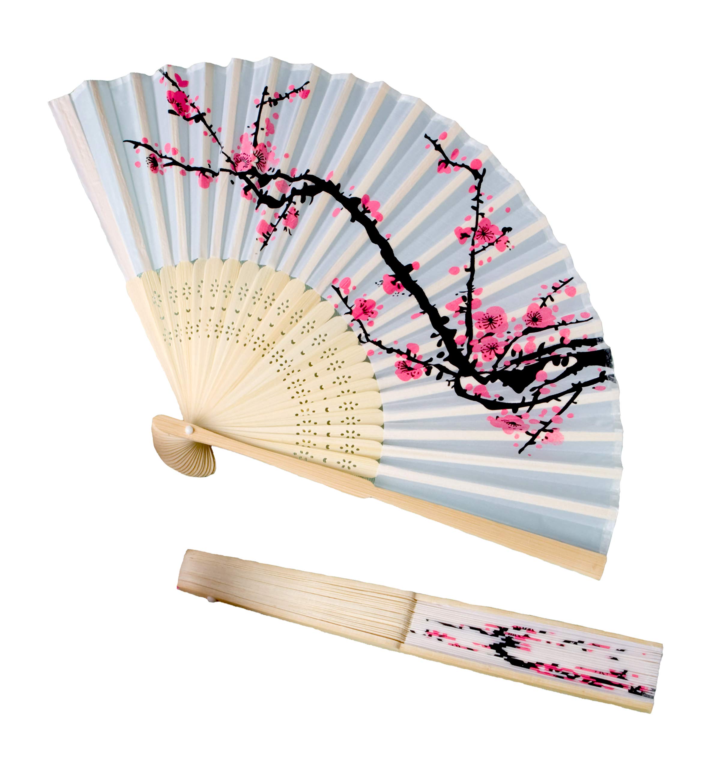 Elegant Cherry Blossom Folding Hand Fan - Japanese Style Decorative Fan for Wedding Favors, Party Decor, Photo Props (Pack of 48) - Perfect for Bridal Showers, Asian Themed Events & Summer Cooling Accessories