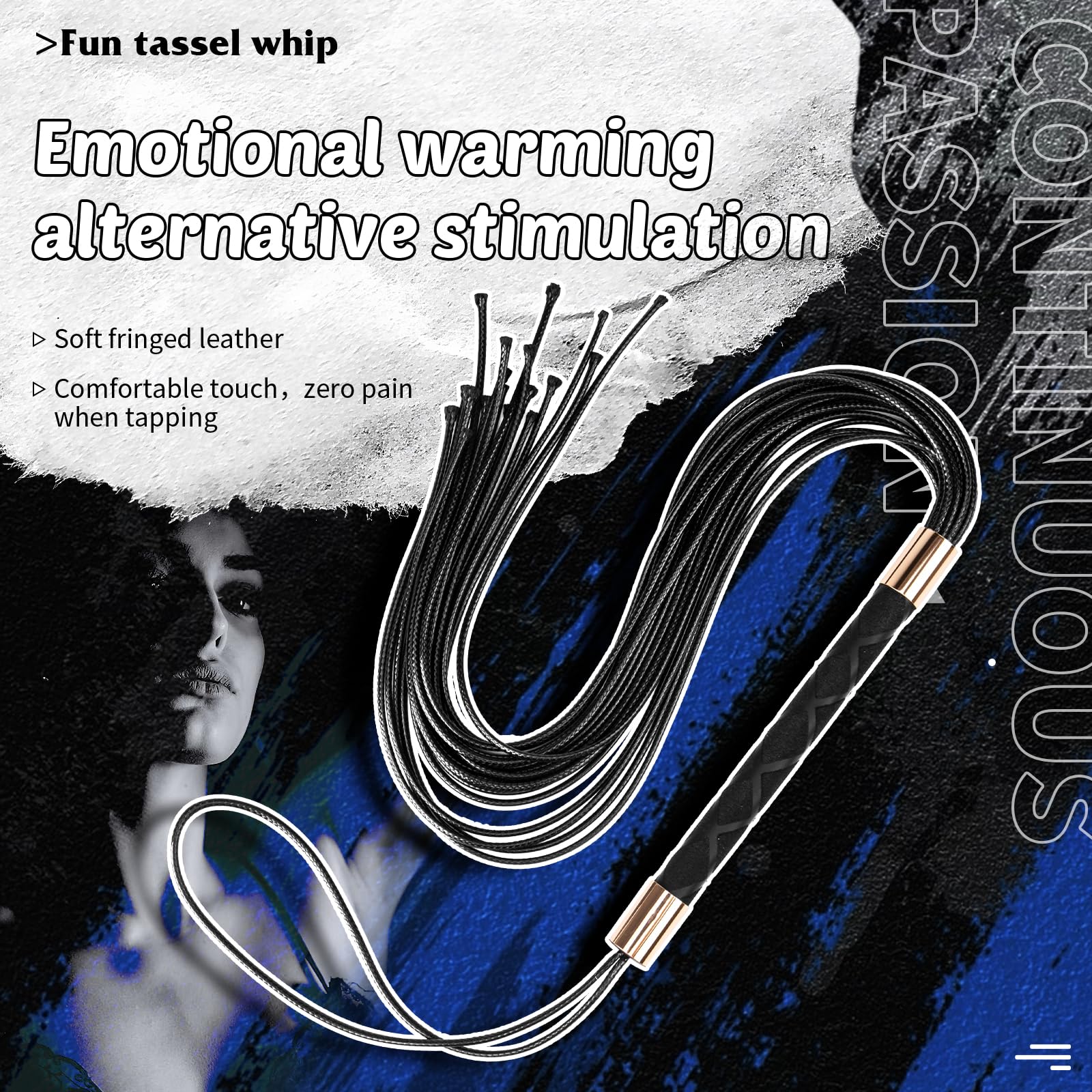 Premium Faux Leather BDSM Whip for Couples - Adult Bondage Flogger & Spanking Paddle for Sensual Play - Black S&M Toy for Roleplay, Fetish & BDSM Scenes - Perfect for Bedroom Fun & Sensual Exploration