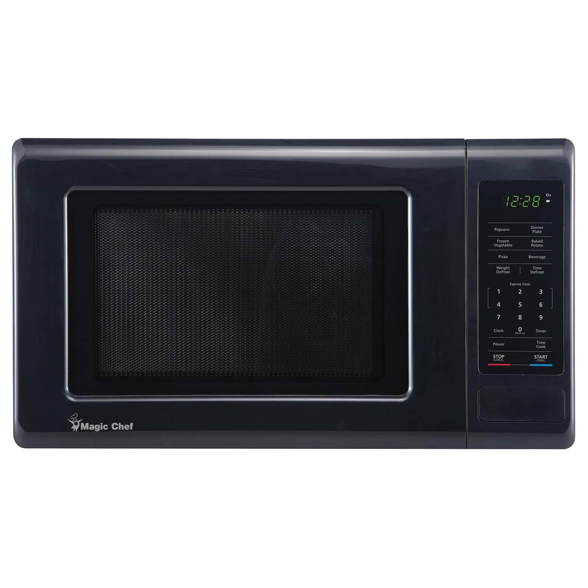 Magic Chef 0.9 Cu Ft 900W Compact Stainless Steel Countertop Microwave Oven - 6 Pre-Programmed Cooking Modes, Black | Perfect for Small Kitchens, Dorms, Offices & RVs