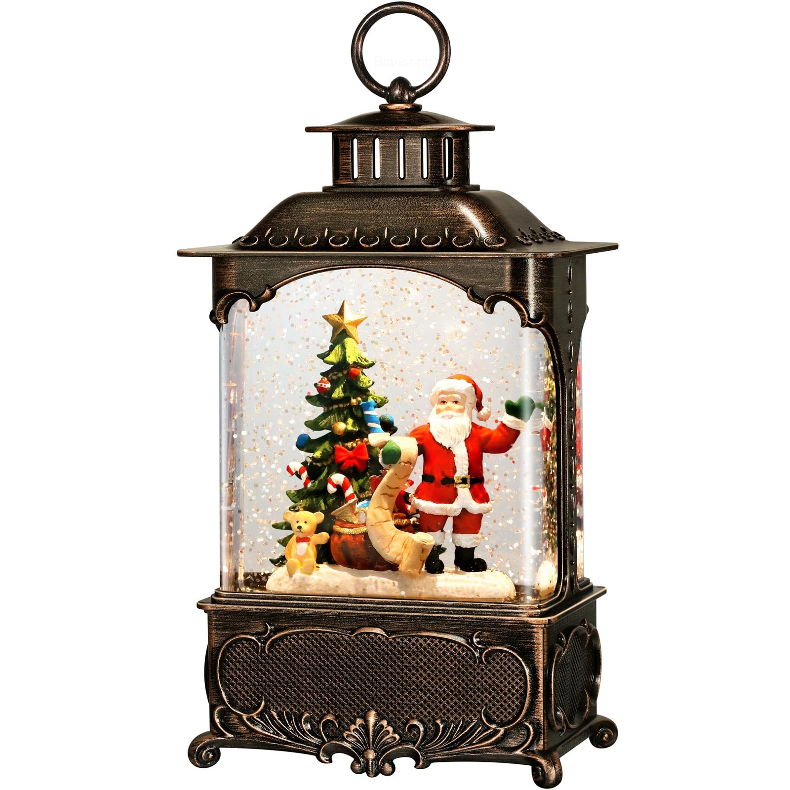 10.2 Inch Christmas Snow Globe Lantern with Timer - USB & Battery Powered Santa Decoration for Home, Office, Party | Perfect for Holiday Decor, Gift Giving & Winter Tabletop Displays