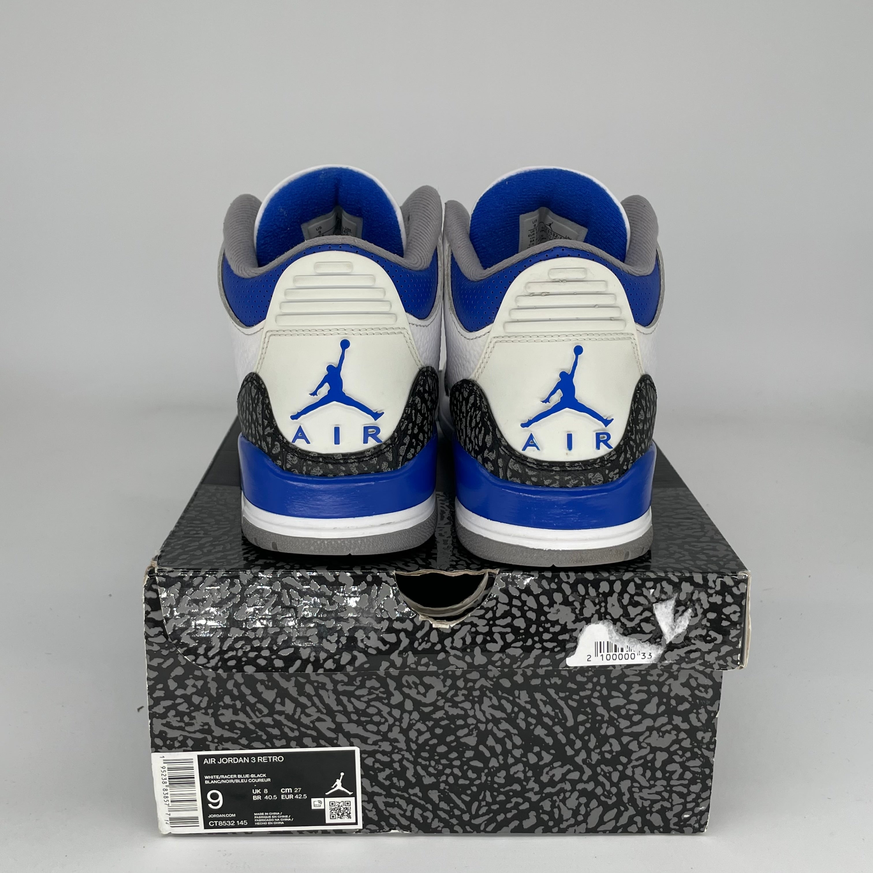 Air Jordan 3 Racer Blue Men's Basketball Shoes - Size 9 (CT8532-145) - Retro Sneakers for Running, Training & Streetwear Fashion