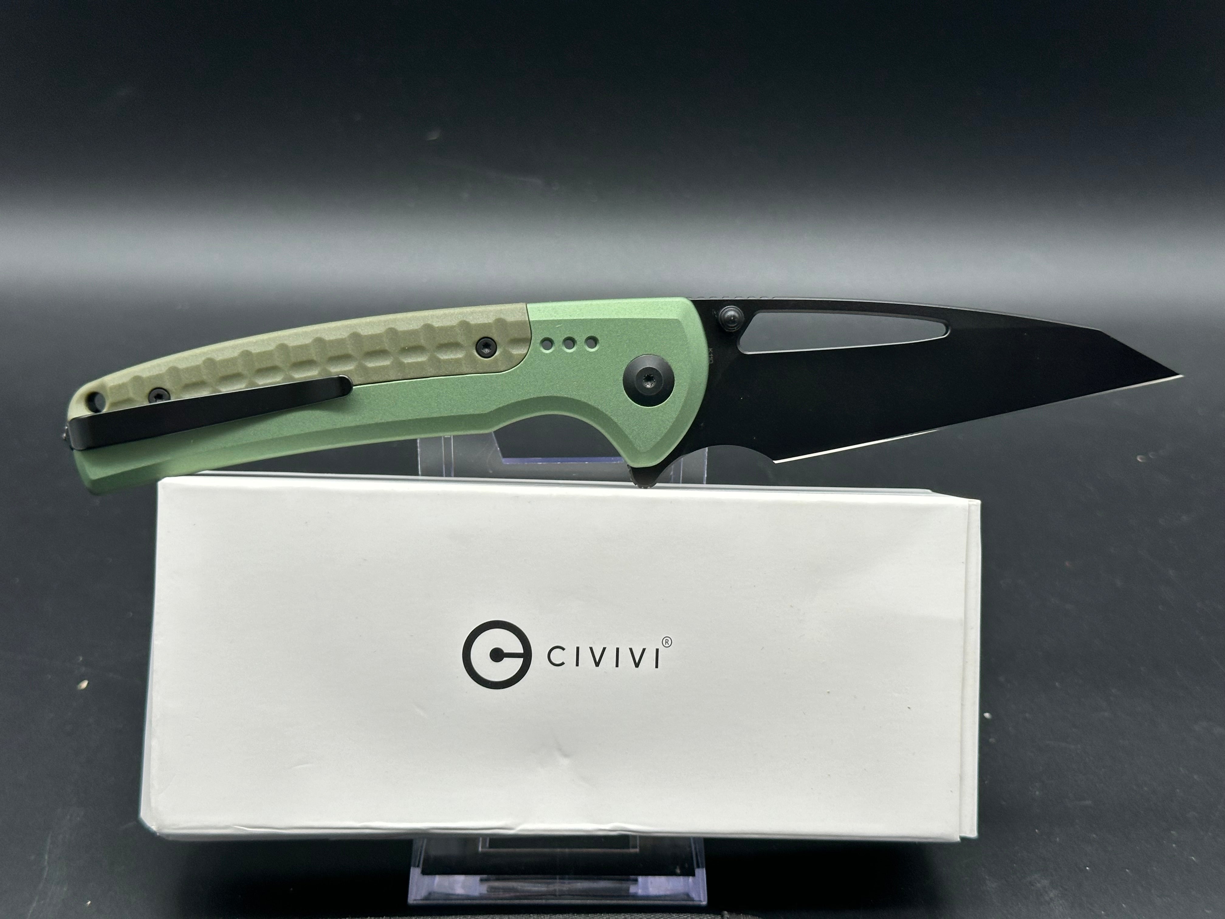 CIVIVI Sentinel Strike Folding Pocket Knife - Green Aluminum Handle with Black G10 Inlay - EDC Tactical Knife for Camping, Hiking & Outdoor Survival