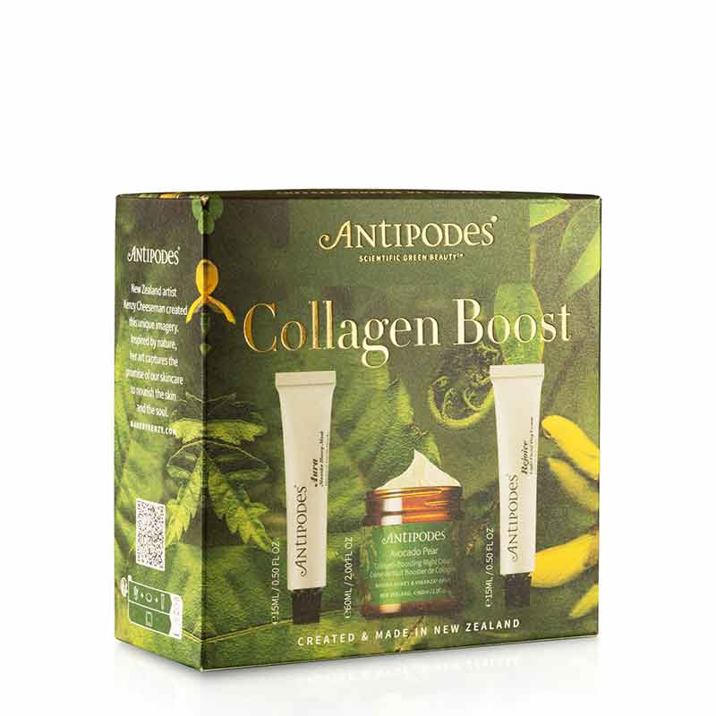 Antipodes Collagen Boost Skincare Gift Set - Organic Anti-Aging Face Cream & Serum for Women - Perfect for Daily Skincare Routine & Gifts