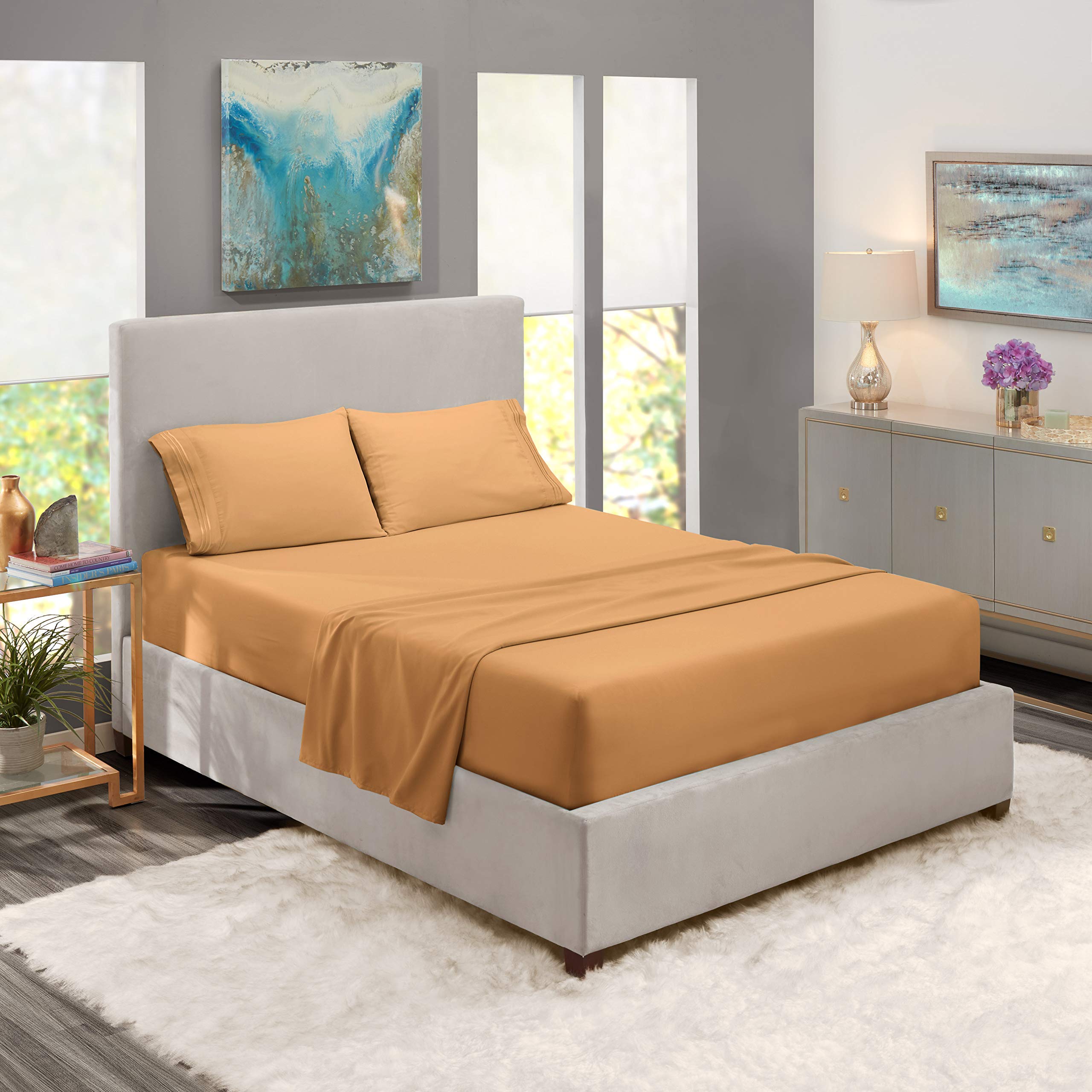 Premium 100% Combed Cotton 4-Piece Twin Bed Sheet Set - 800 Thread Count Ultra Soft Sheets with Extra Long Staple Cotton, Deep Pocket Fits Mattress Up to 14