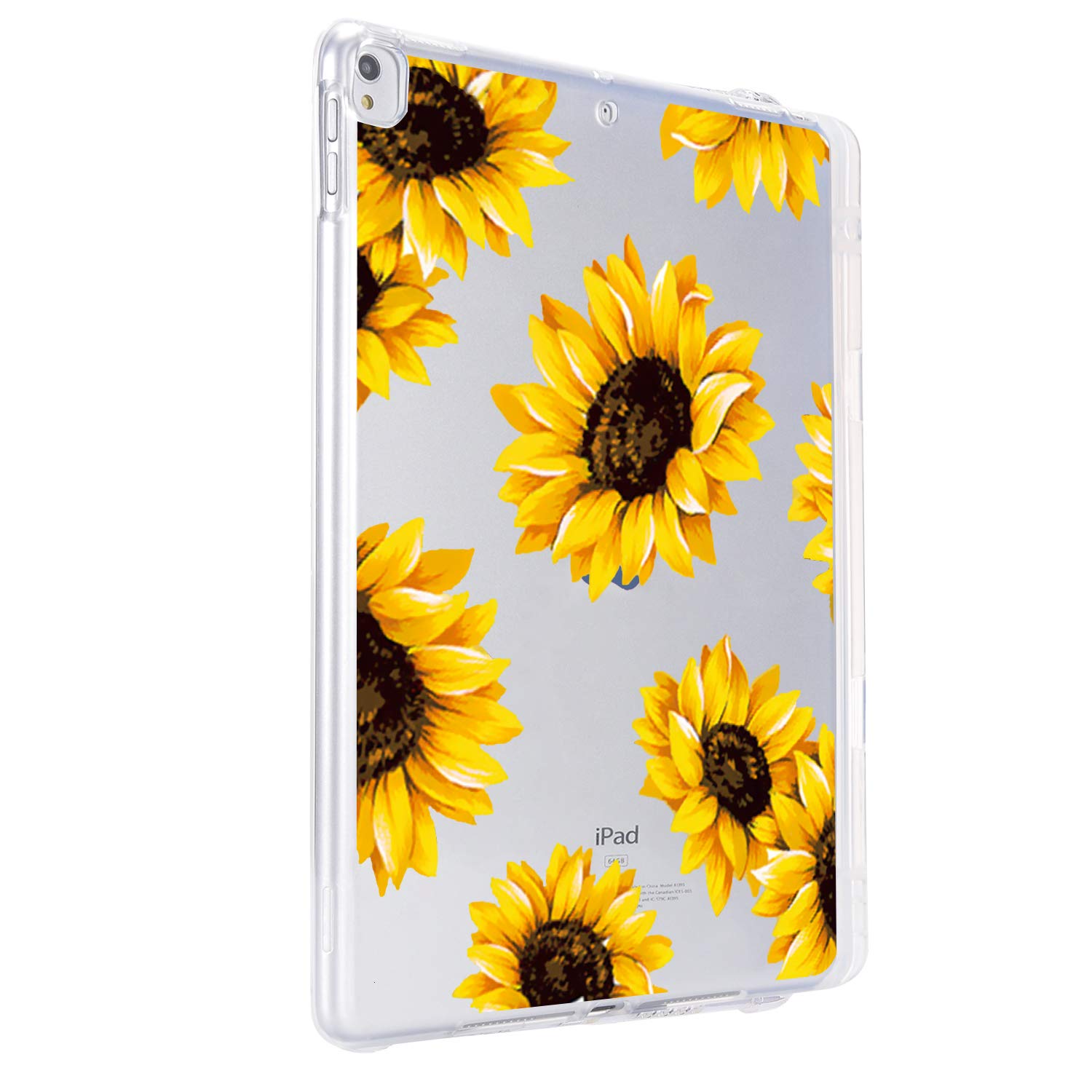 JOYLAND Sunflower iPad Pro 12.9 Case (2018 Model) - Clear Floral TPU Cover with Pencil Holder | Anti-Scratch & Shockproof Slim Fit Protection | Perfect for Work, School & Travel