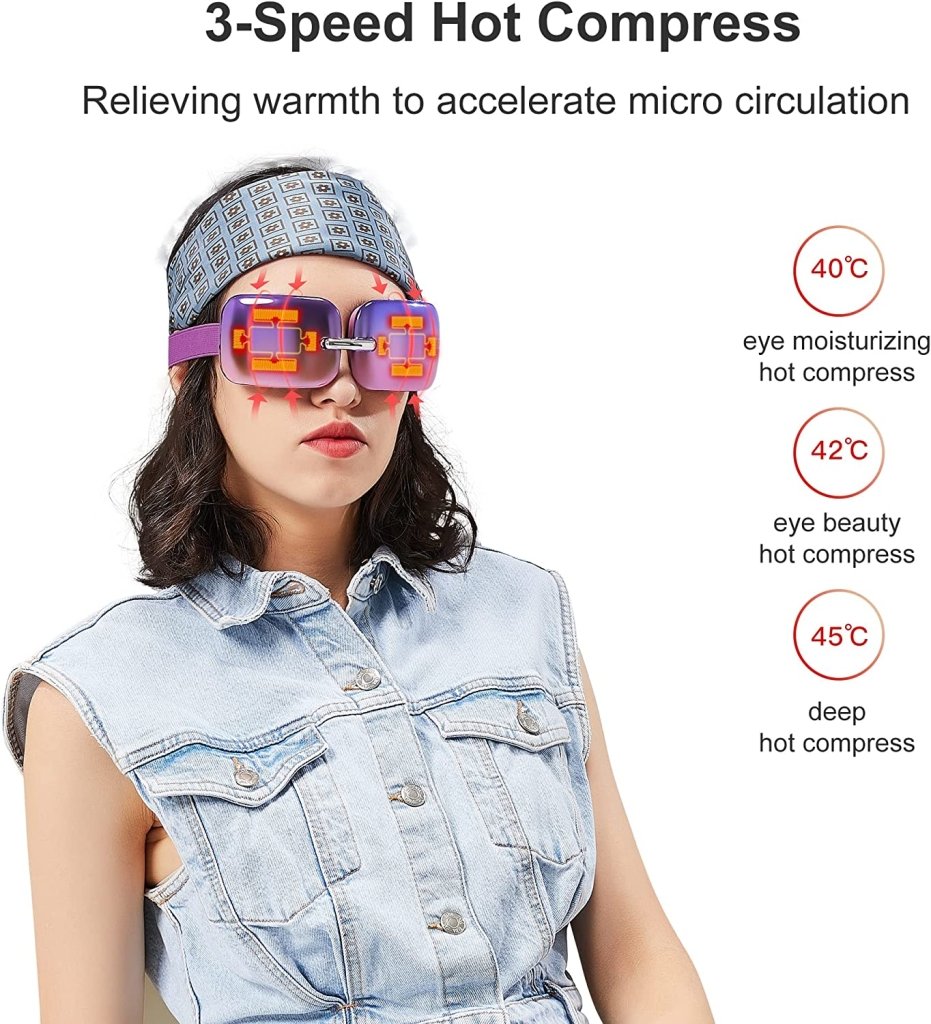 E10 Electric Smart Eye Massager with Heating System - Relieve Eye Strain & Fatigue - Perfect for Office Workers, Gamers & Travelers