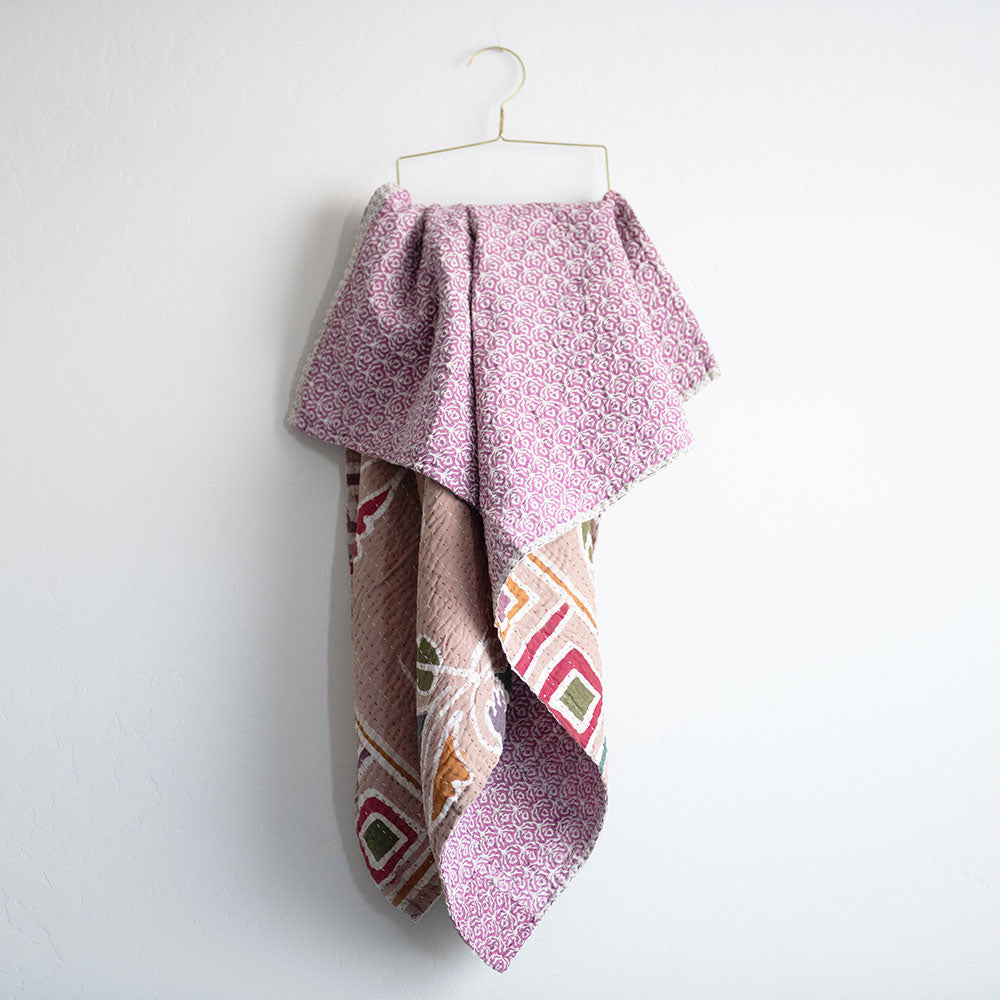 Soft Kantha Baby Blanket CB9050 - Handmade Cotton Swaddle Blanket for Newborns & Infants - Perfect for Nursery, Stroller, and Gift Giving