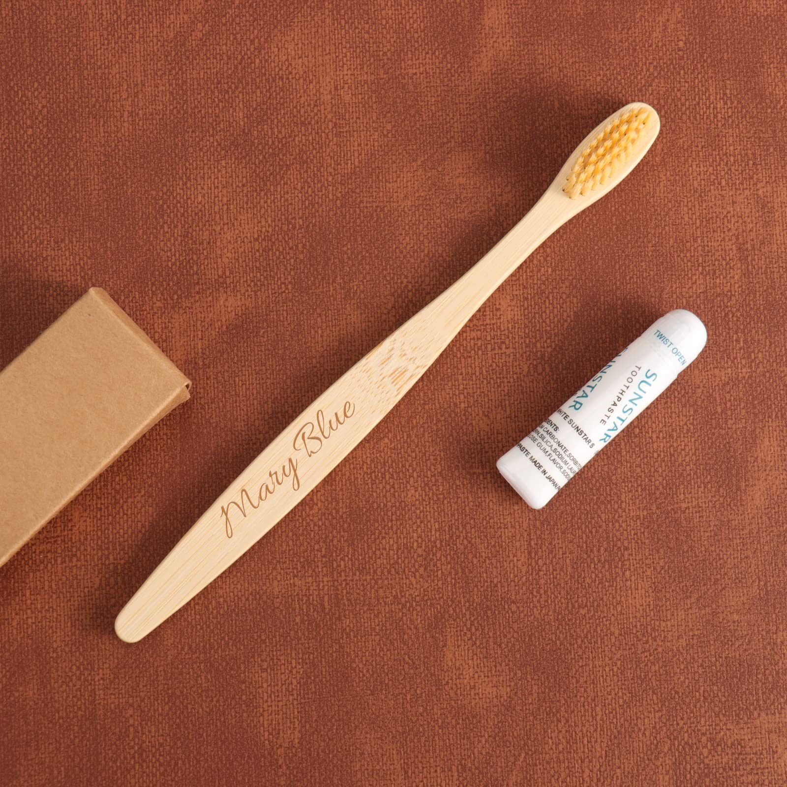 Eco-Friendly Custom Name Bamboo Toothbrushes - Biodegradable Soft Bristles, Personalized Dental Care (10-Pack, Beige) | Sustainable Oral Hygiene for Home & Travel