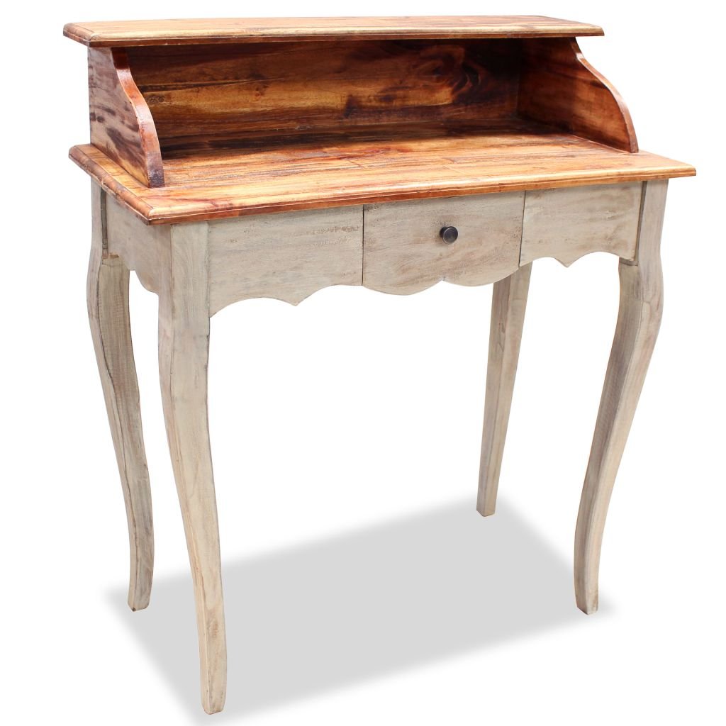 Handmade Reclaimed Wood Writing Desk with Storage Drawers & Compartment | 31